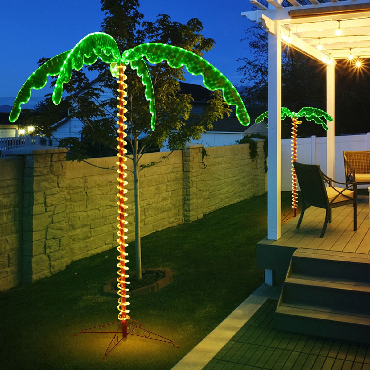 Artificial Palm Tree With LED Lights, 168 cm, Folding Base