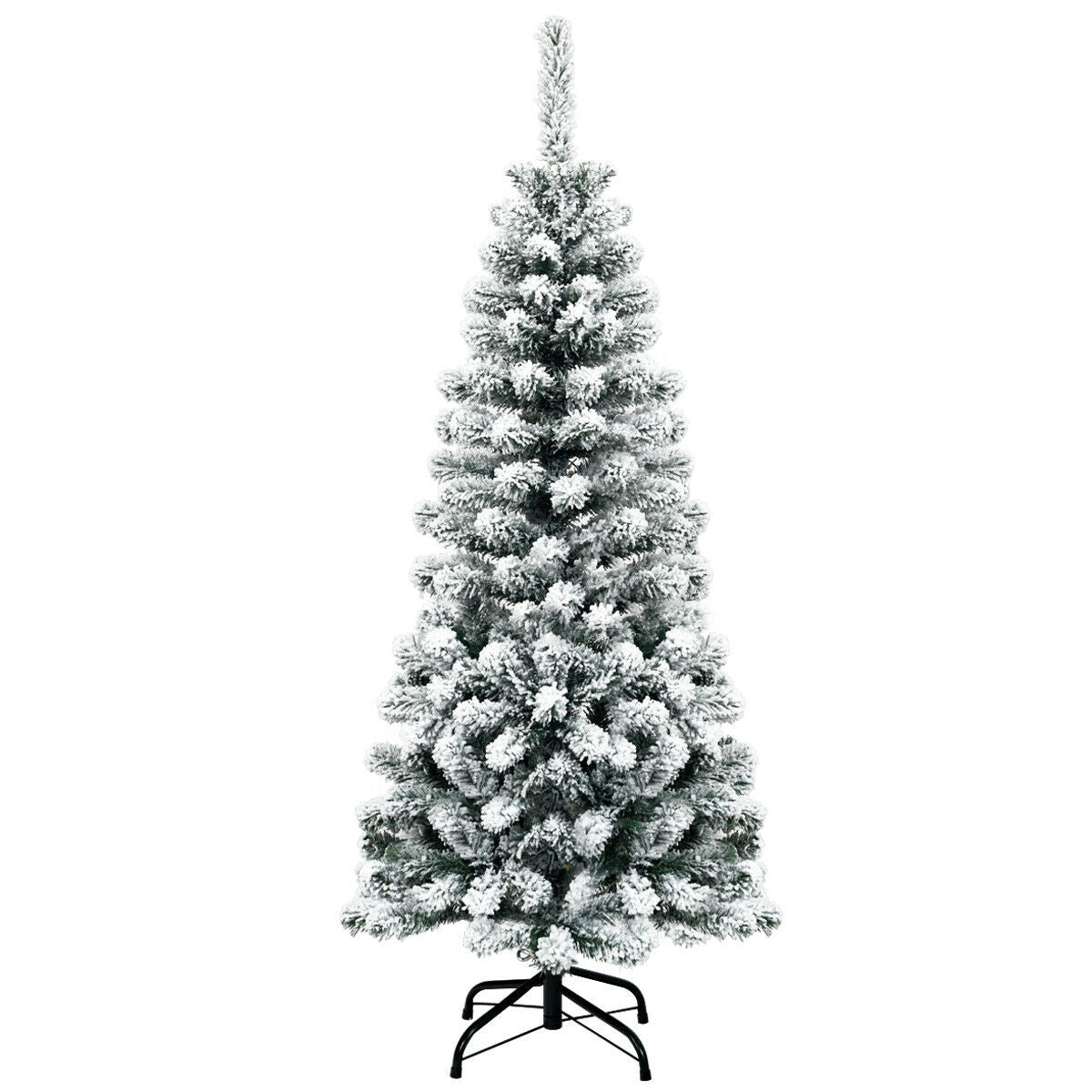 Artificial Pencil Christmas Tree, 4.5 Ft, Snow-Flocked; Unlit