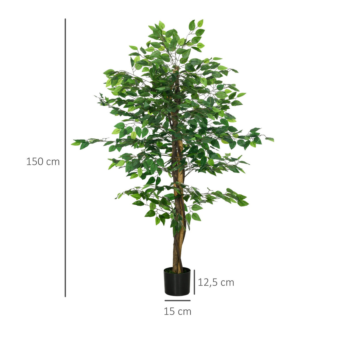 Artificial Plant, 150cm Artificial Plant with Planter, Artificial Moss, Artificial Ficus Artificial Tree, Houseplant for Living Room, Green