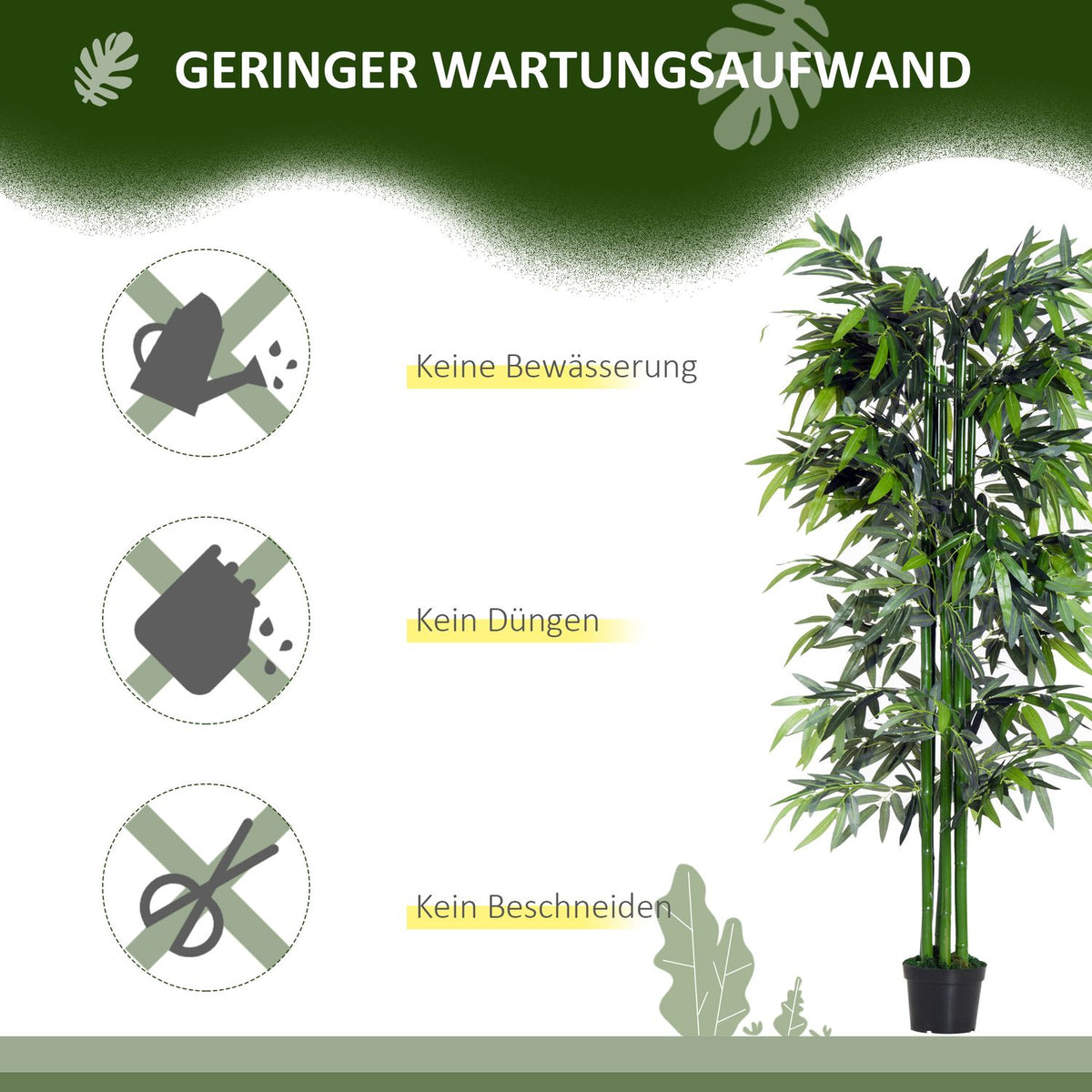 Artificial Plant 180Cm Artificial Bamboo Tree With Planter, Deceptively Real Houseplant, Green