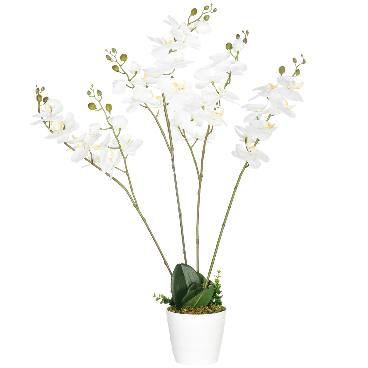 Artificial Plant Artificial Orchid In Pot Artificial Flowers 75Cm White Houseplant For Living Room & Bedroom