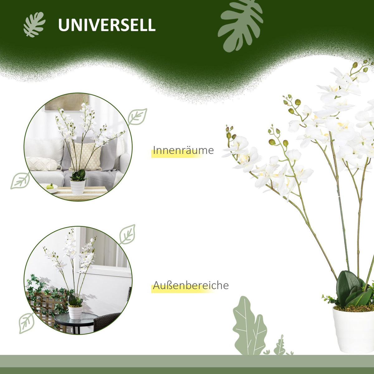 Artificial Plant Artificial Orchid In Pot Artificial Flowers 75Cm White Houseplant For Living Room & Bedroom