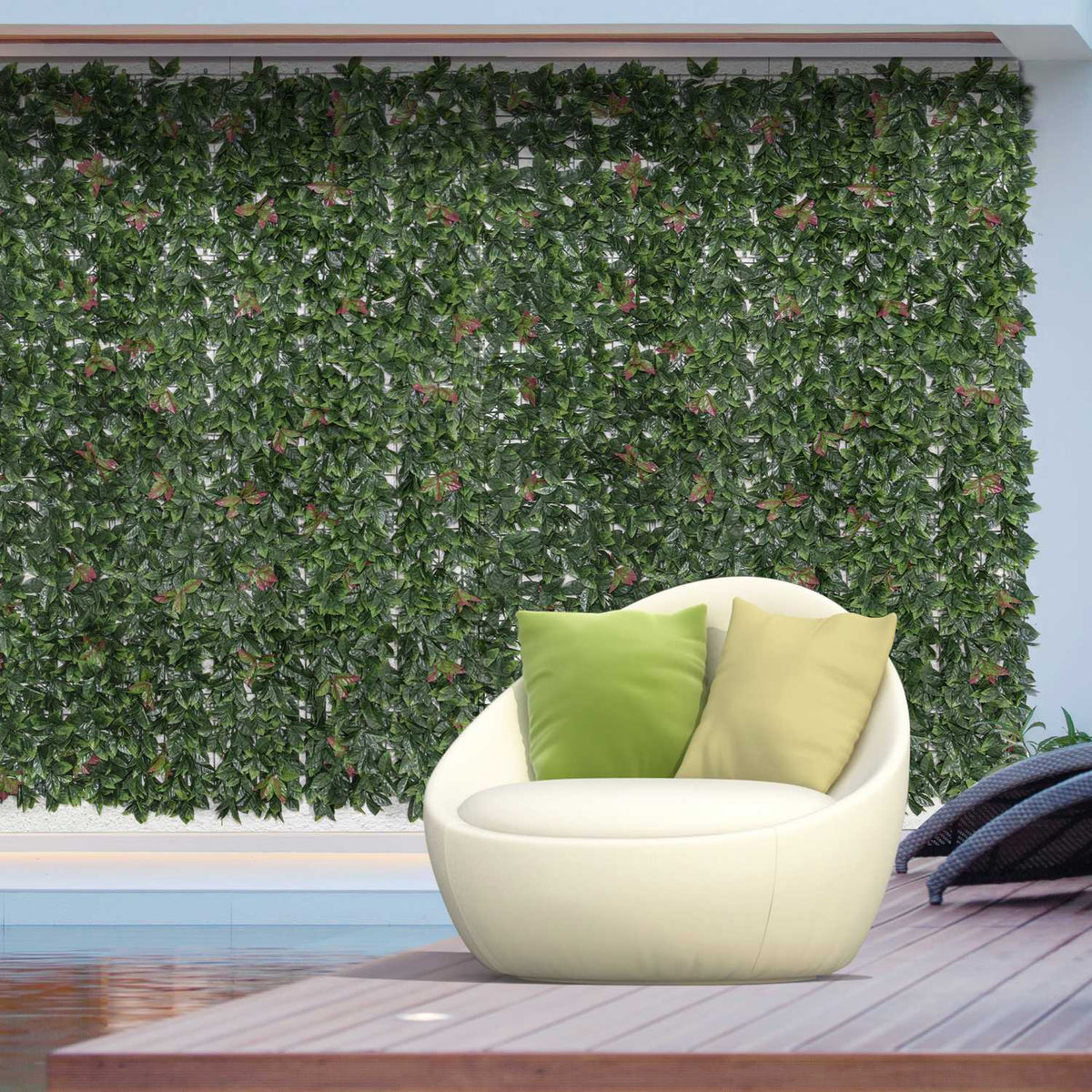Artificial Plant Wall Pack Of 12 Uv Protection Privacy Screen, Loquat Design, 50 X 50 Cm, For Outdoor Garden