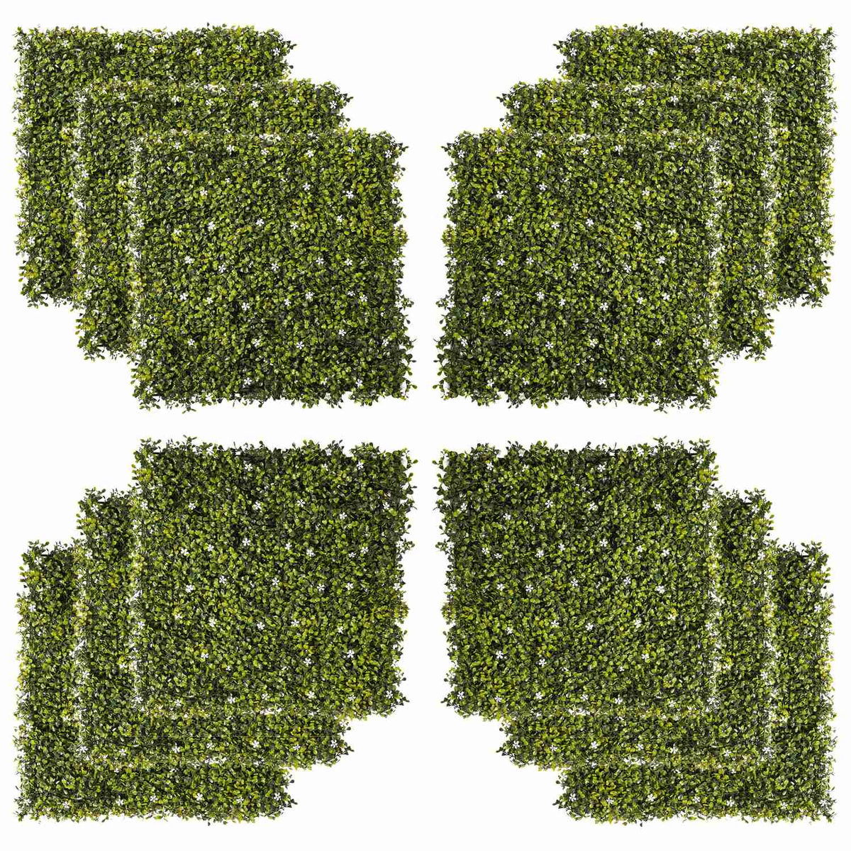 Artificial Plant Wall Pack Of 12 Uv Protection Privacy Screen Milanese Grass Design 50 X 50 Cm Garden Outdoor
