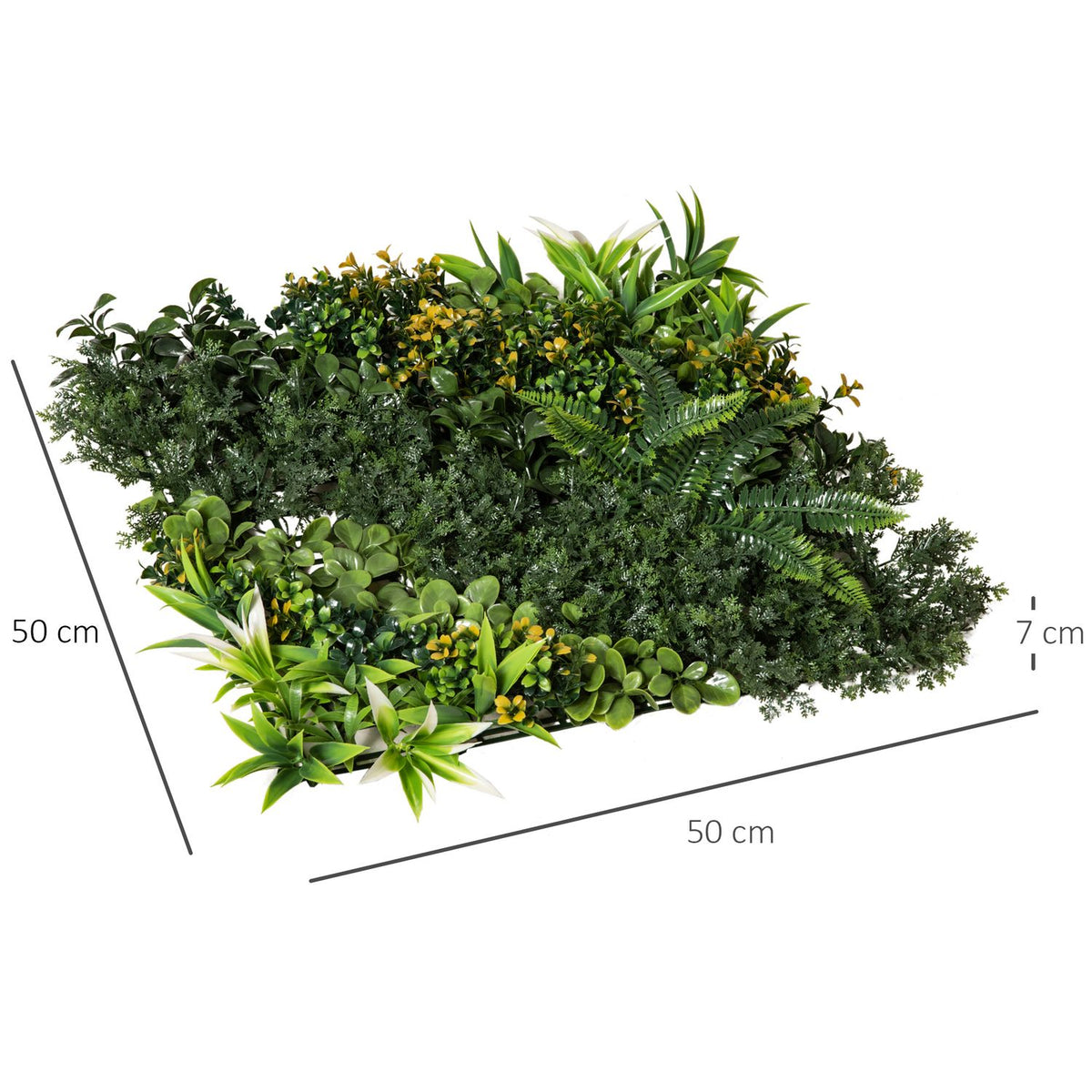 Artificial Plant Wall Pack Of 12 Uv Protection Privacy Screen Multi-Leaf Design 50 X 50 Cm For Outdoor Garden