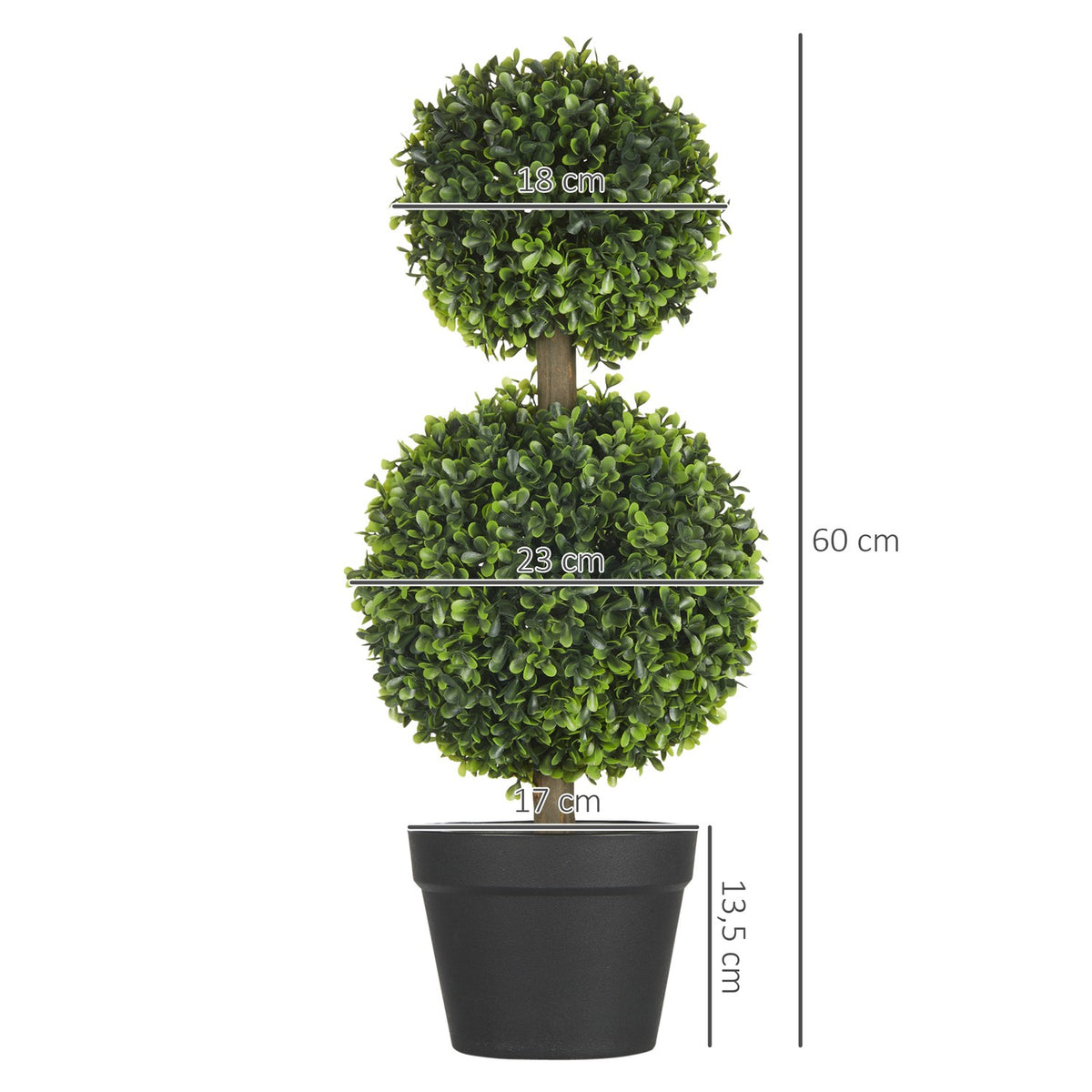 Artificial Plants, Set Of 2 Boxwood, 60Cm Artificial Plant With Double Ball, Uv Resistant Houseplant, Green