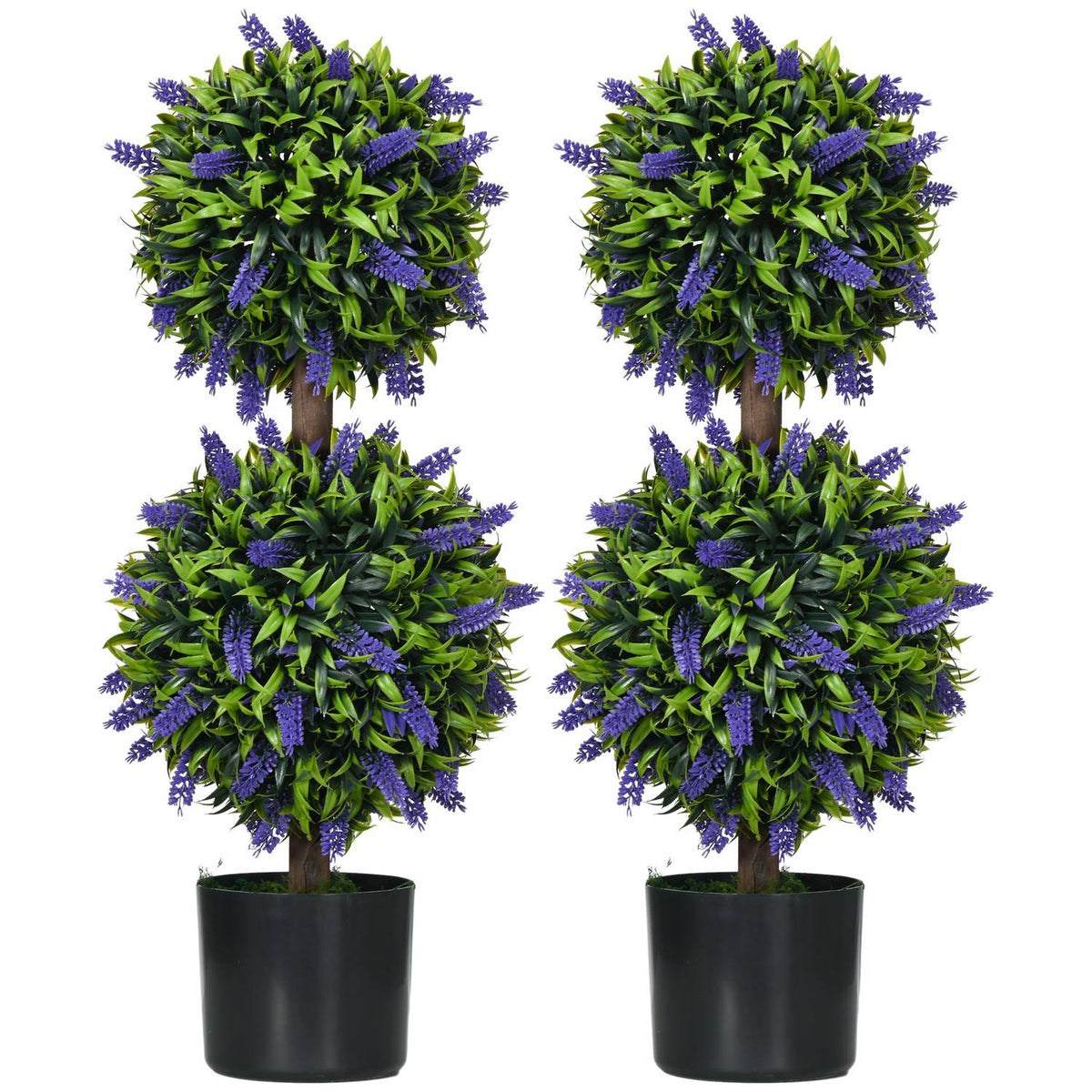Artificial Plants Set of 2, UV Resistant Artificial Plant in Flower Pot, 70cm Houseplant with Lavender for Living Room, Garden