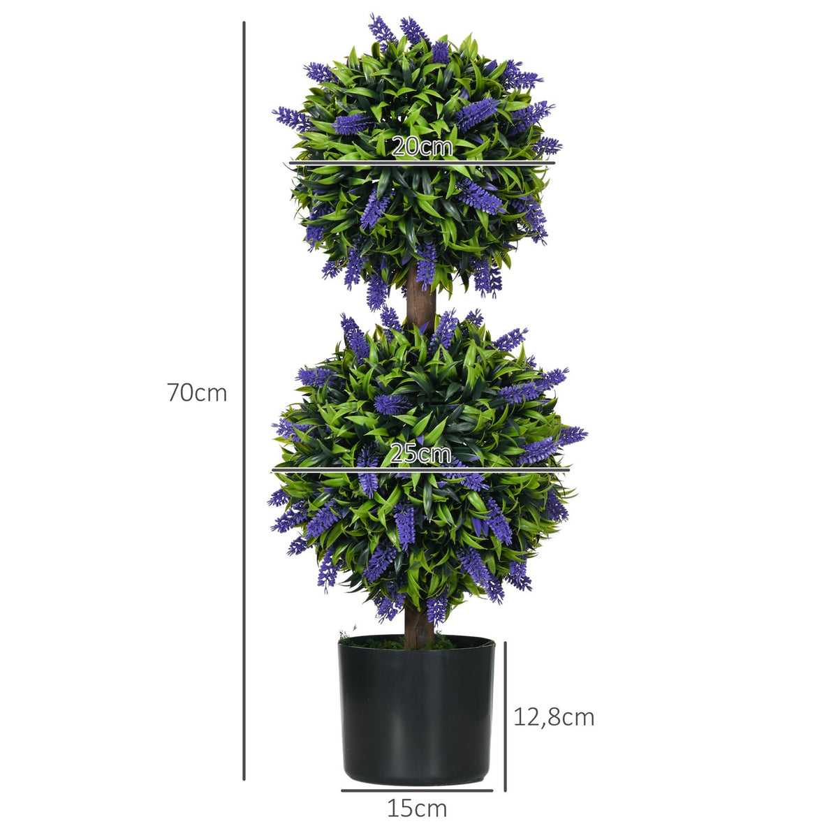 Artificial Plants Set of 2, UV Resistant Artificial Plant in Flower Pot, 70cm Houseplant with Lavender for Living Room, Garden
