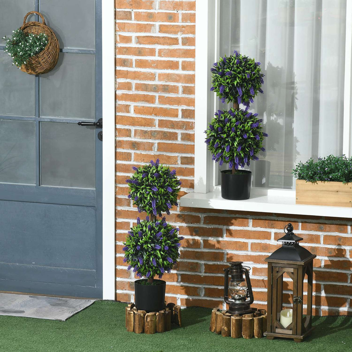 Artificial Plants Set of 2, UV Resistant Artificial Plant in Flower Pot, 70cm Houseplant with Lavender for Living Room, Garden