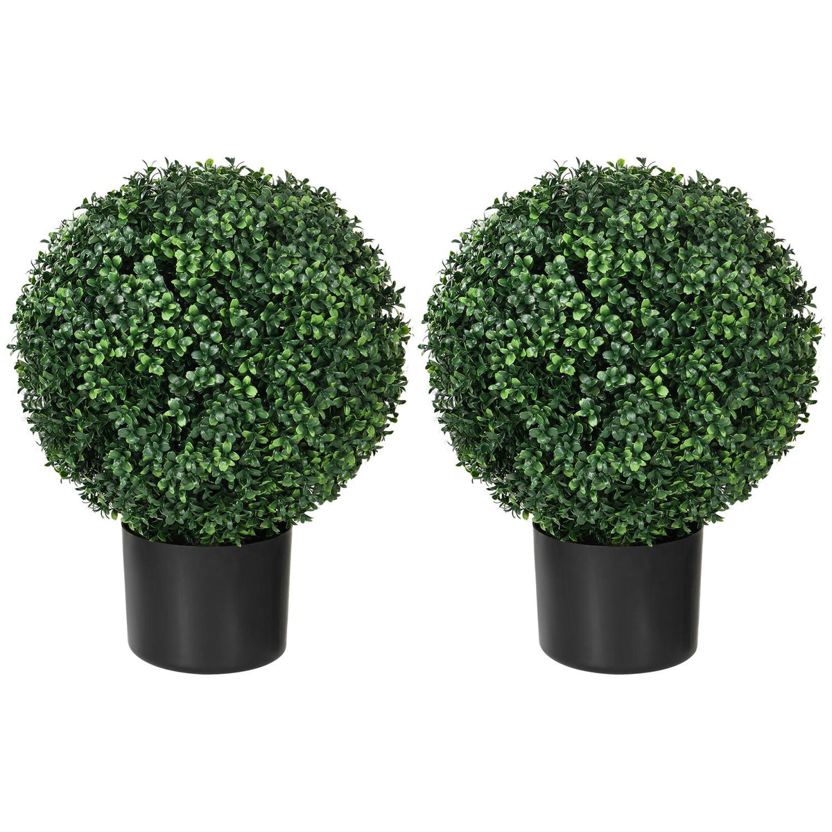 Artificial Plants, Set of 2 UV Resistant Artificial Plants in Flower Pot, 52cm Box Trees, Houseplant for Garden, Living Room, Green