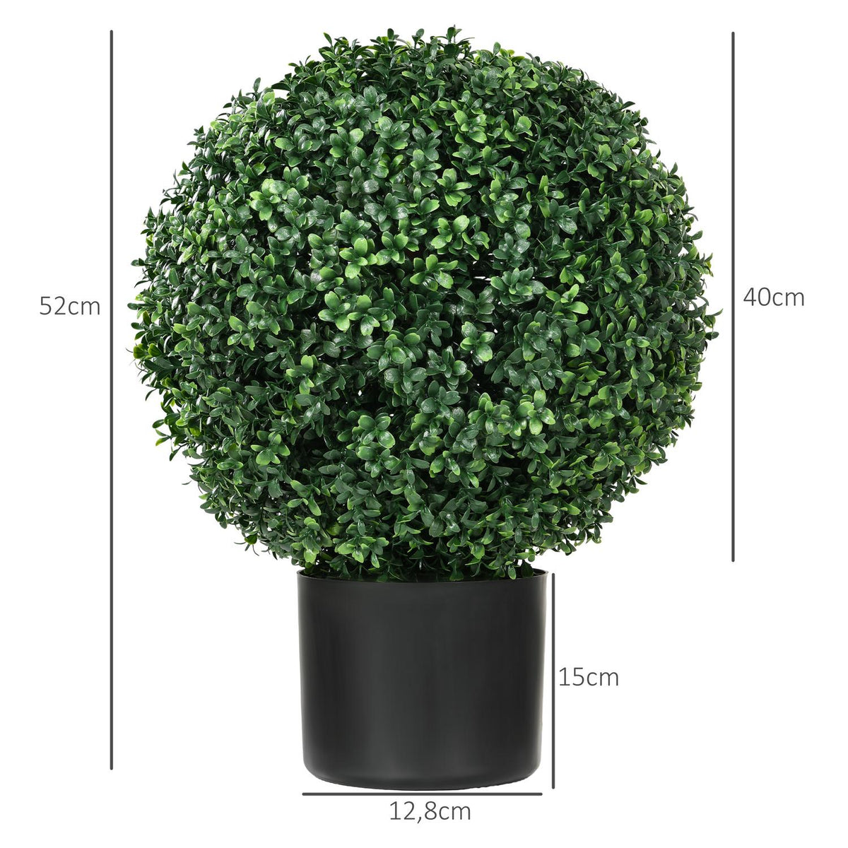 Artificial Plants, Set of 2 UV Resistant Artificial Plants in Flower Pot, 52cm Box Trees, Houseplant for Garden, Living Room, Green