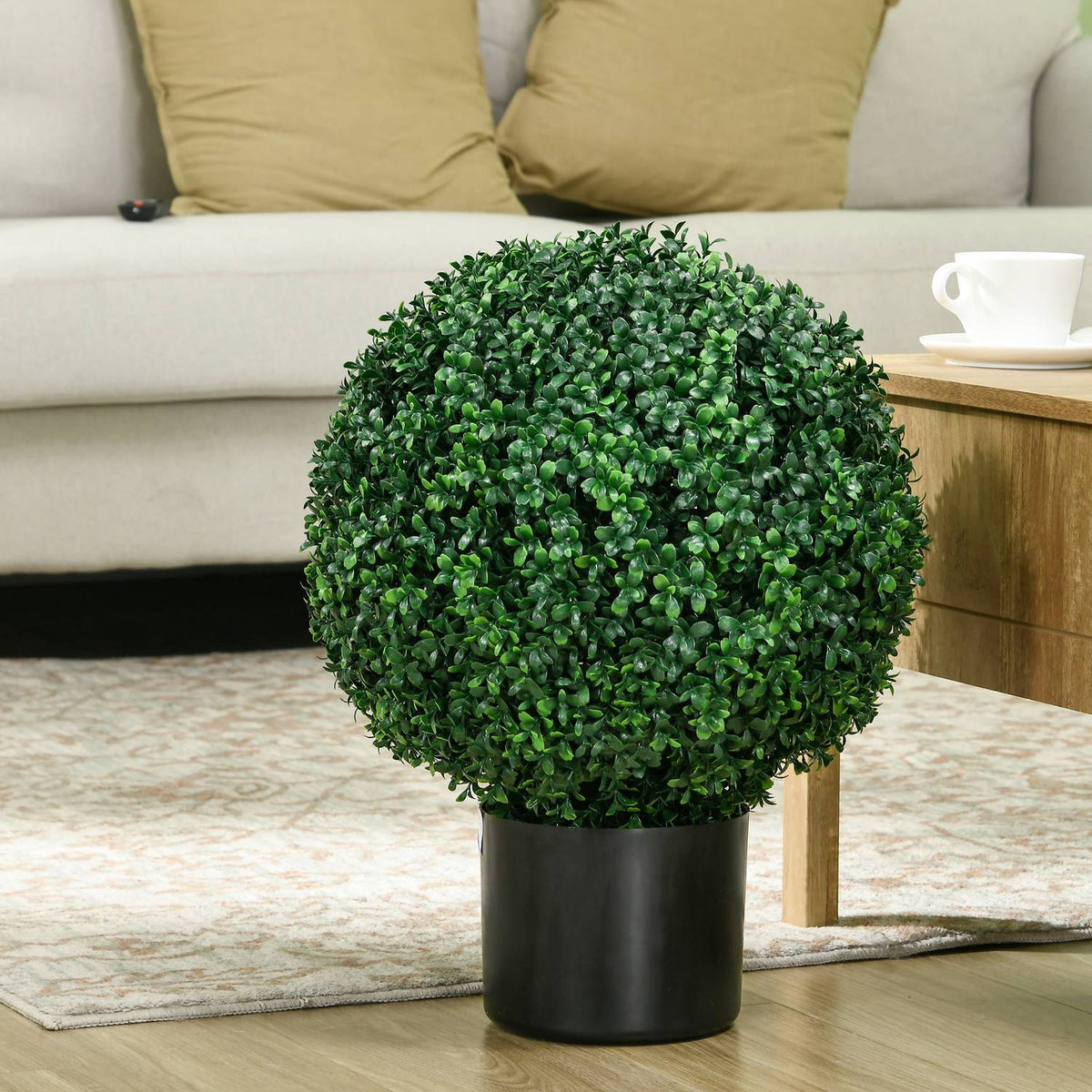 Artificial Plants, Set of 2 UV Resistant Artificial Plants in Flower Pot, 52cm Box Trees, Houseplant for Garden, Living Room, Green