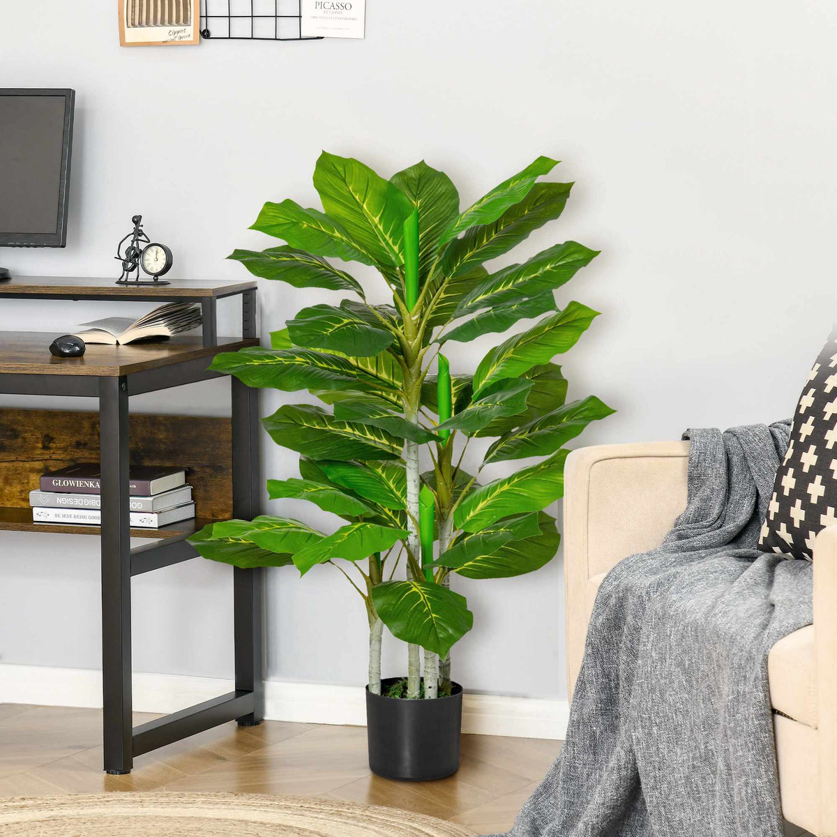 Artificial Plant with Pot, 95 cm, 33 Leaves