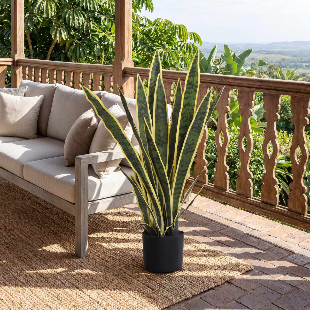 Artificial Snake Plant, 77 cm Tall, Potted for Living Room