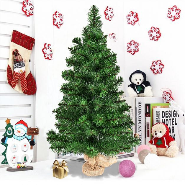 Artificial Tabletop Christmas Tree, 3 Ft, Burlap Base, Unlit