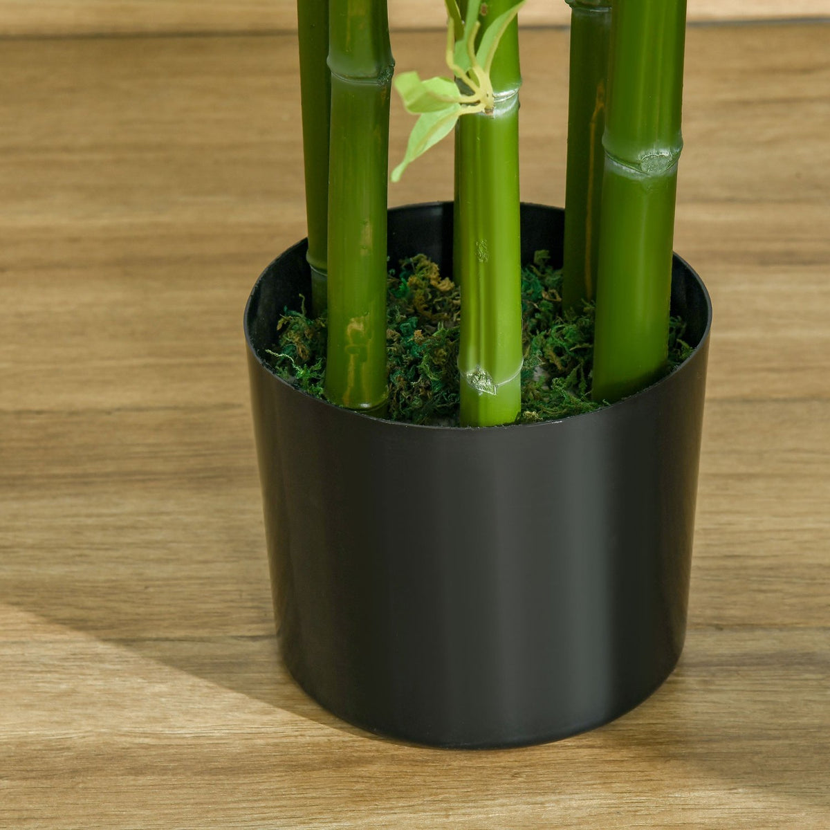 Artificial bamboo plant, 924 leaves, sturdy pot, artificial moss, plastic, green