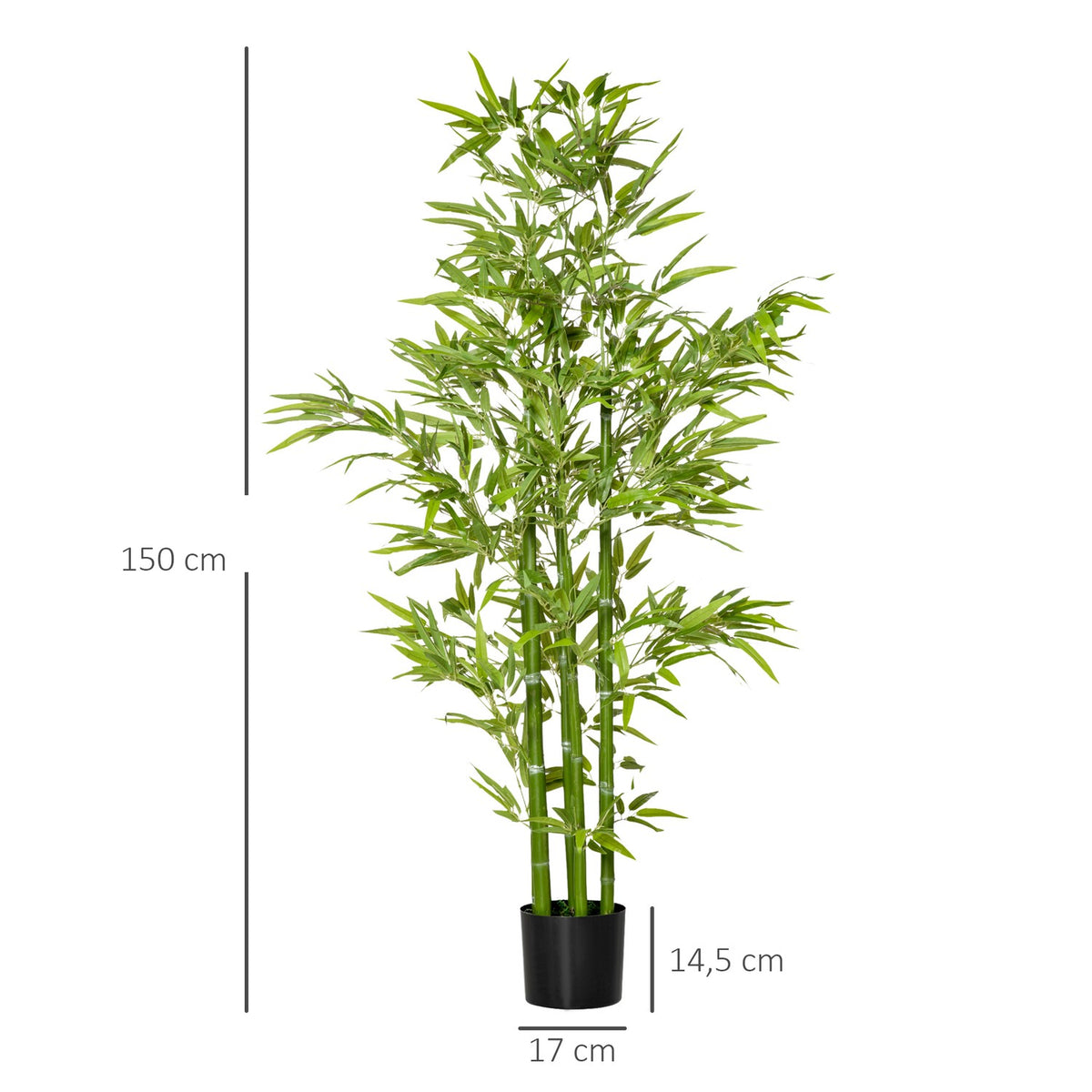Artificial bamboo plant, 924 leaves, sturdy pot, artificial moss, plastic, green