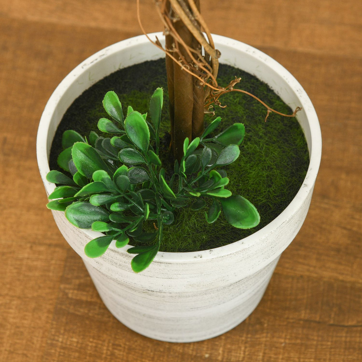 Artificial boxwood set of 2, UV-resistant artificial plants, 60cm, in flower pot, for living room, green