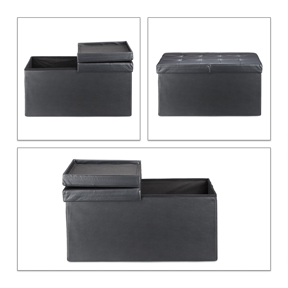 Artificial leather bench with folding lid