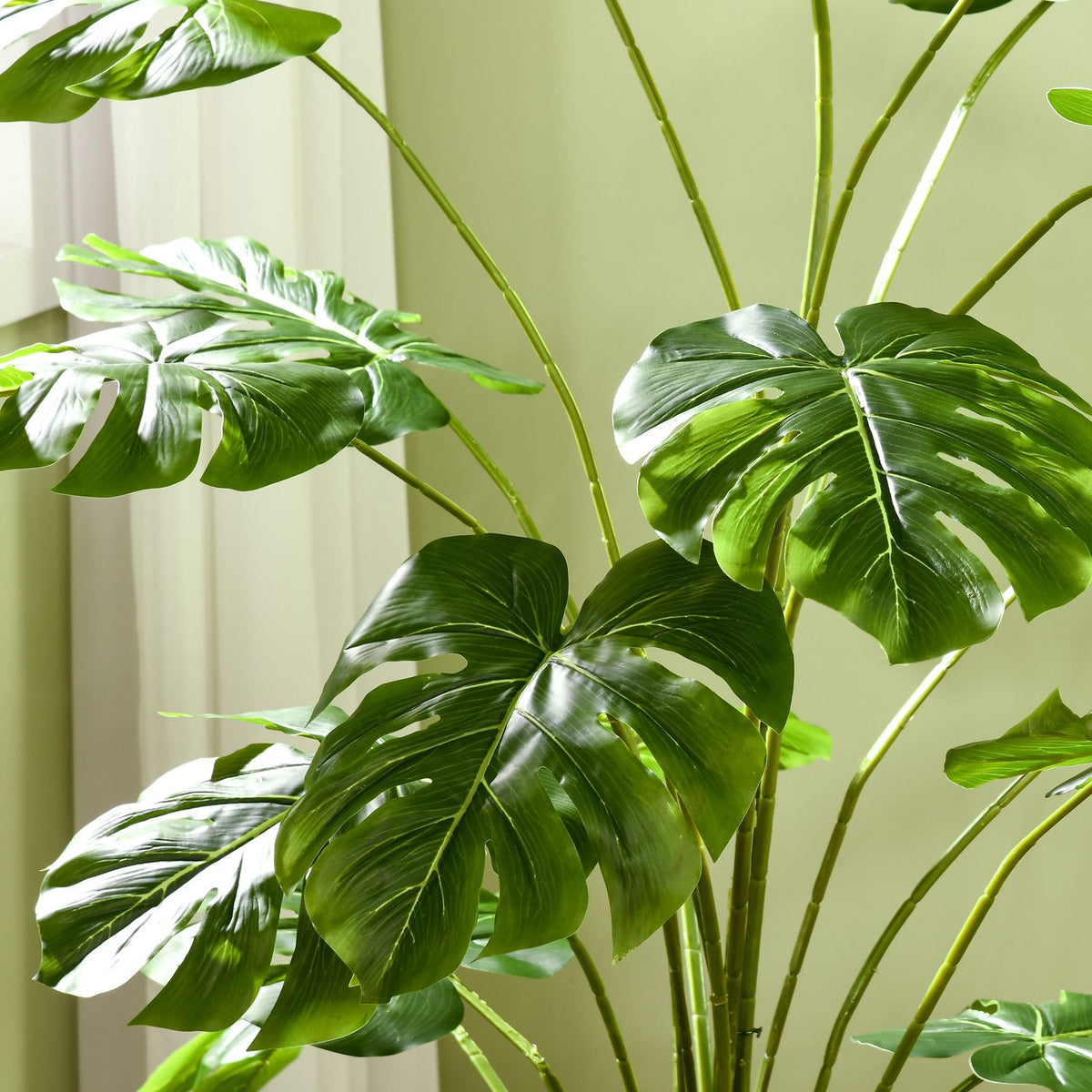 Artificial plants, artificial Monstera Deliciosa, 180 cm artificial plant with 24 branches, houseplant, artificial tree, plant decoration for indoor, green