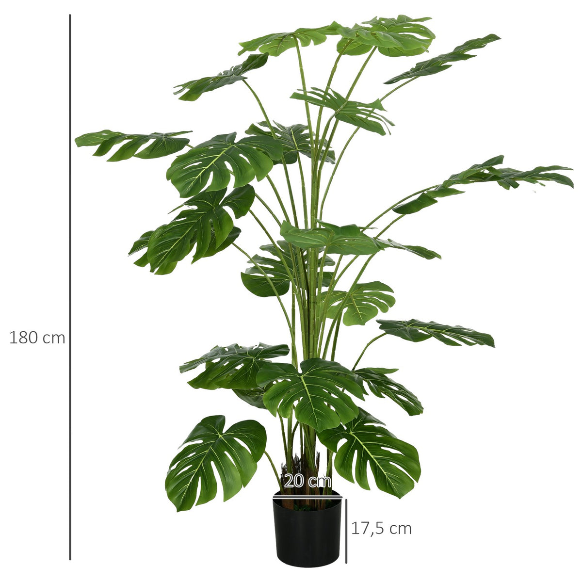 Artificial plants, artificial Monstera Deliciosa, 180 cm artificial plant with 24 branches, houseplant, artificial tree, plant decoration for indoor, green