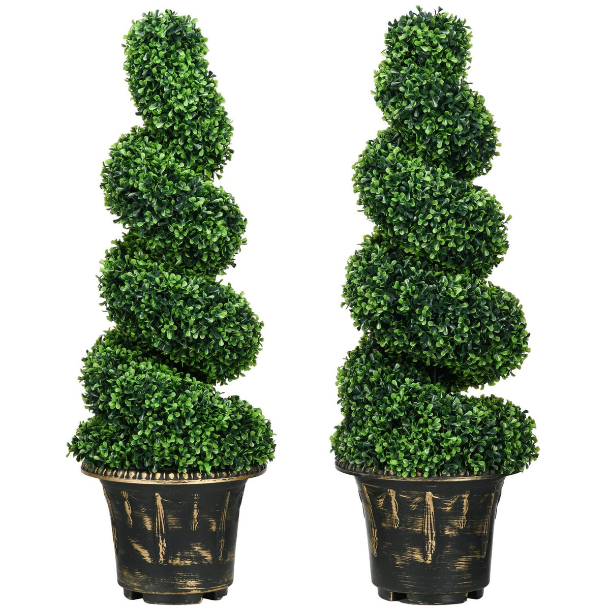Artificial plants set of 2, UV-resistant artificial plant in flower pot, 90 cm houseplant boxwood for indoor, outdoor