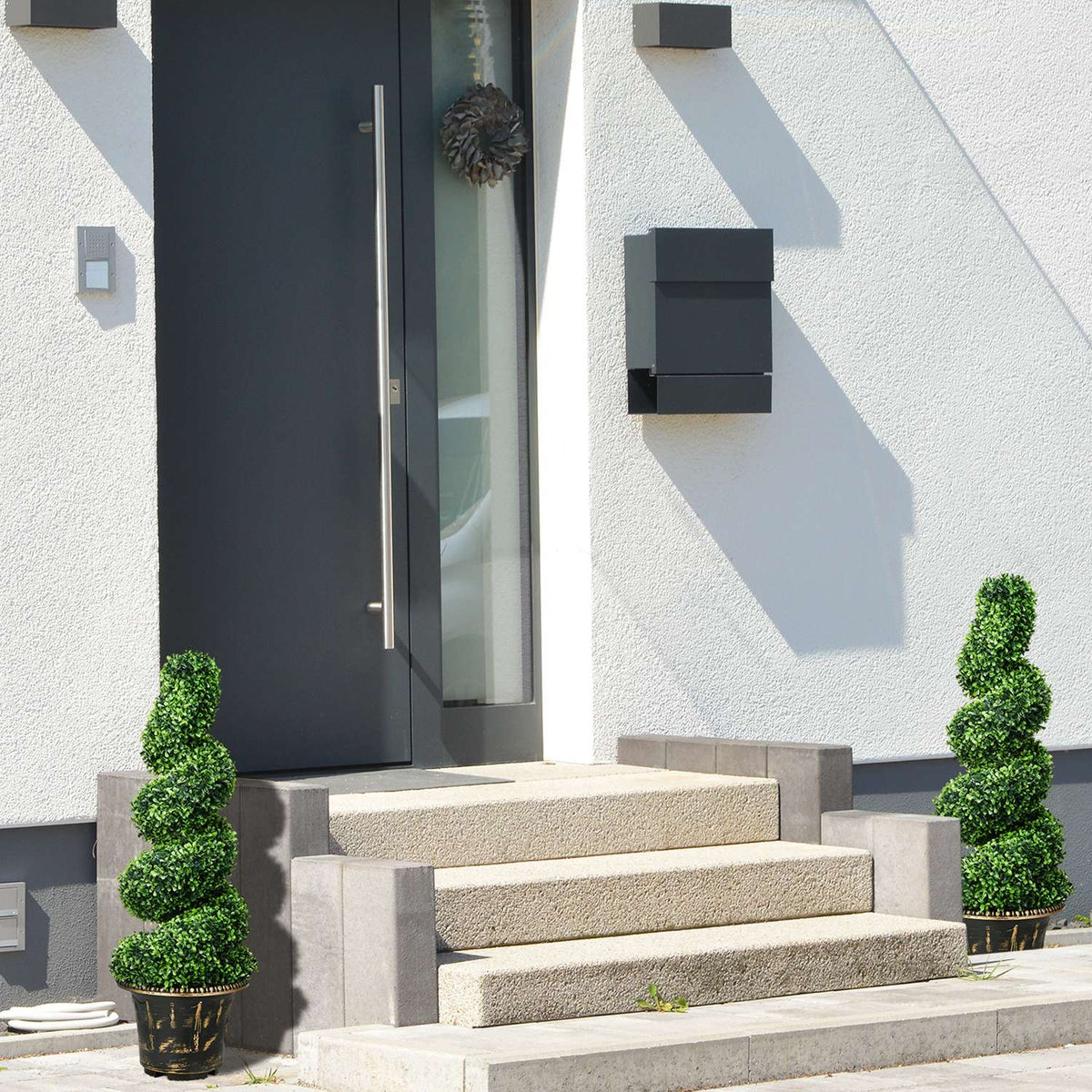 Artificial plants set of 2, UV-resistant artificial plant in flower pot, 90 cm houseplant boxwood for indoor, outdoor