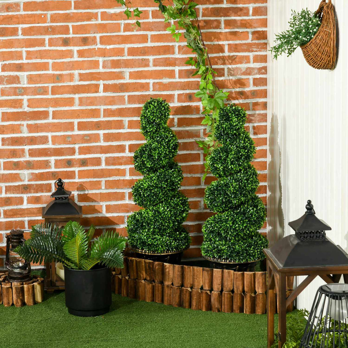 Artificial plants set of 2, UV-resistant artificial plant in flower pot, 90 cm houseplant boxwood for indoor, outdoor