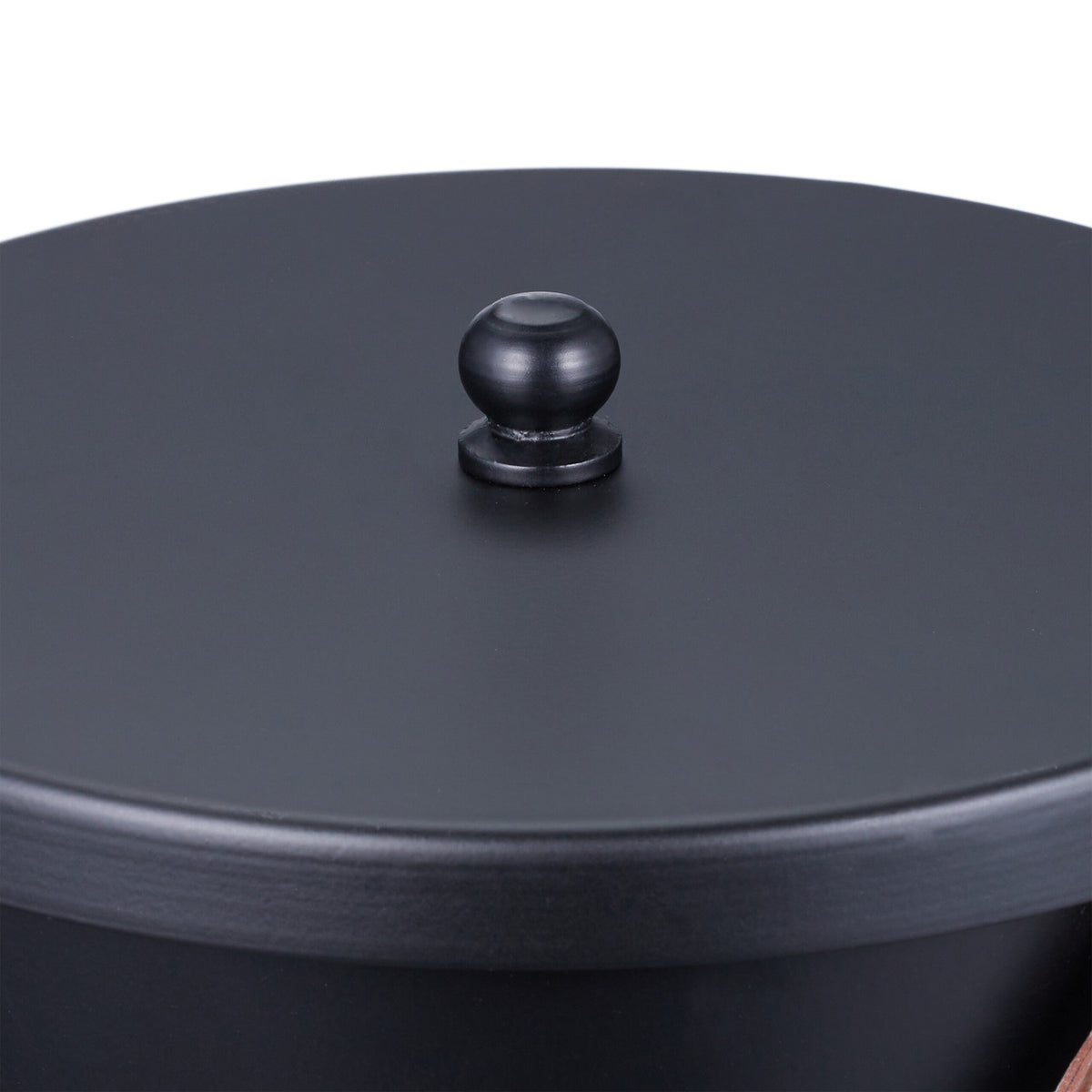 Ash Bucket with Lid – Steel, Leather Handle, Fireplace Use