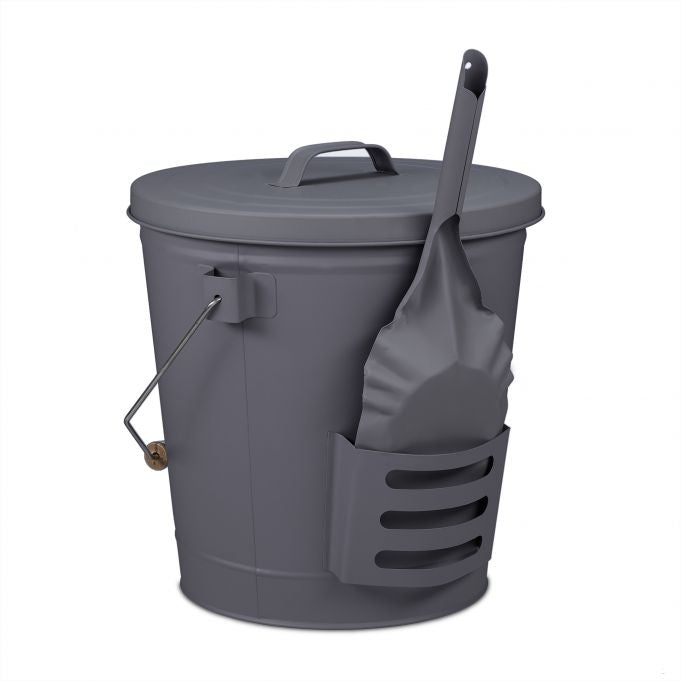 Ash bucket with lid and ash shovel