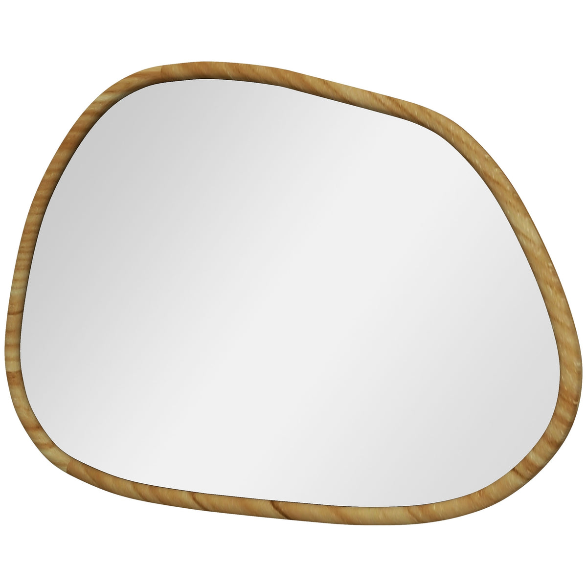 Asymmetrical Wall Mirror 70X50Cm Bathroom Mirror Wooden Frame Antioxidation Bathroom Living Room Hallway Bedroom Natural