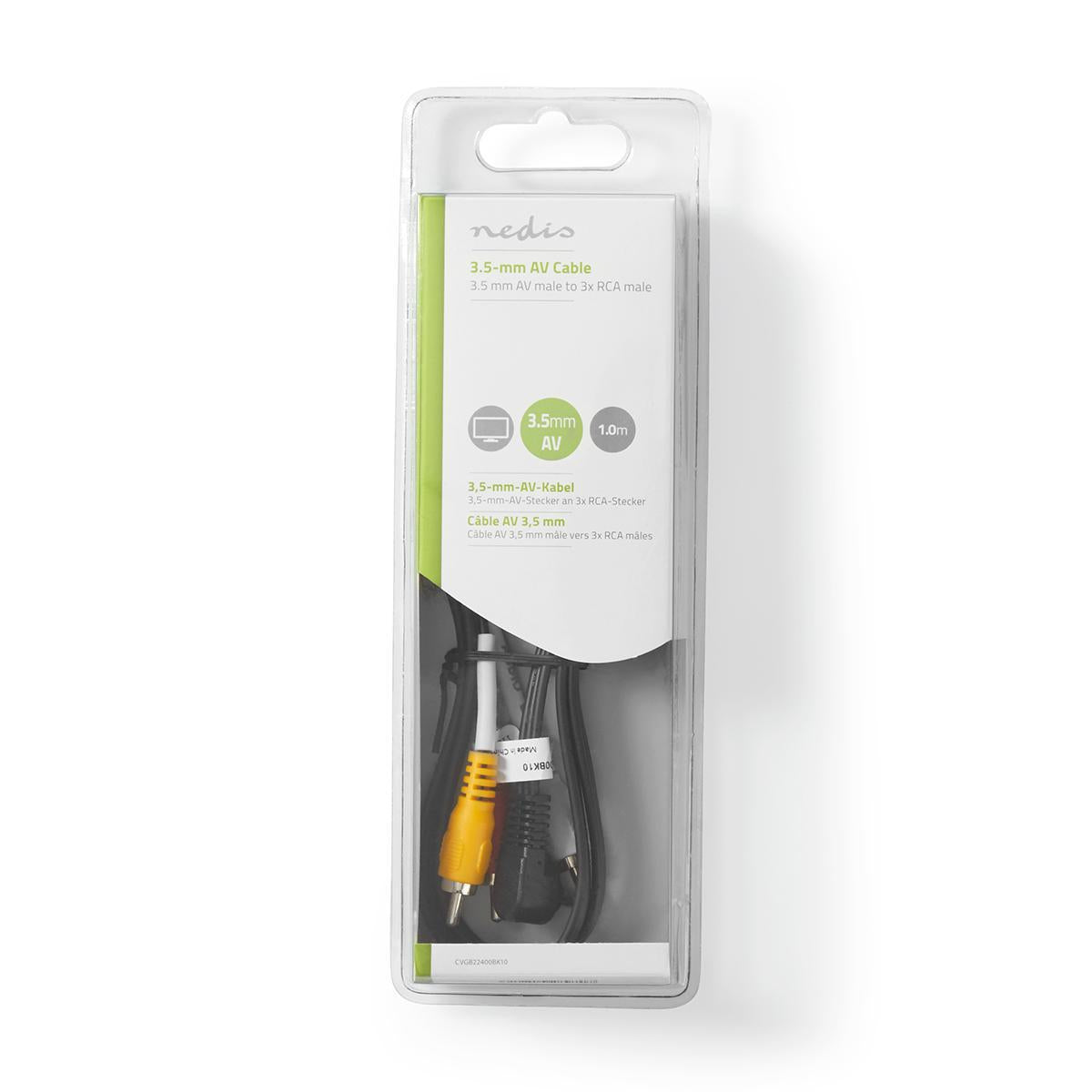 Audio Video Cable | 3.5 mm Male | 3x RCA Male | Nickel Plated | 1.00 m | Round | PVC | Black