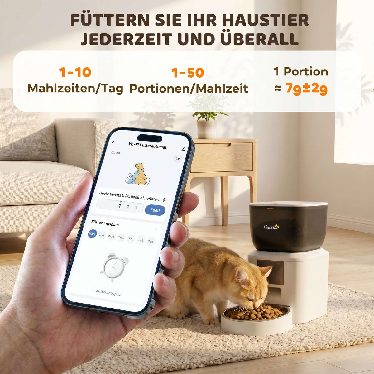 Automatic Cat Feeder with Camera, 4L, 2.4GHz WiFi, App Control