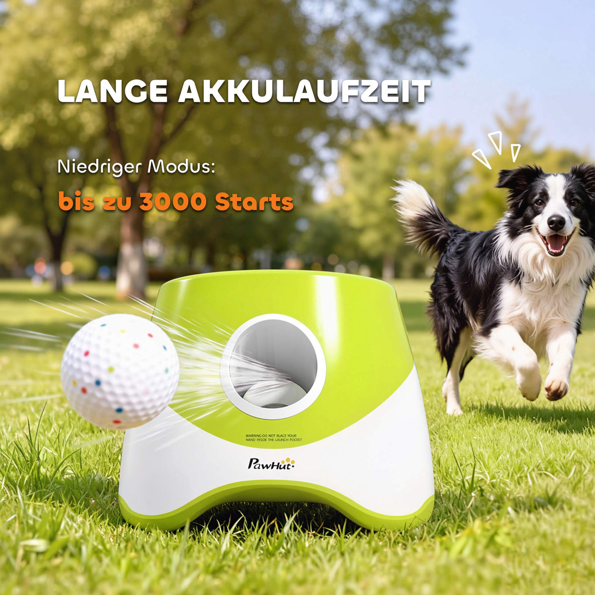 Automatic Dog Ball Launcher – 3 Distances, 3 Balls, Green