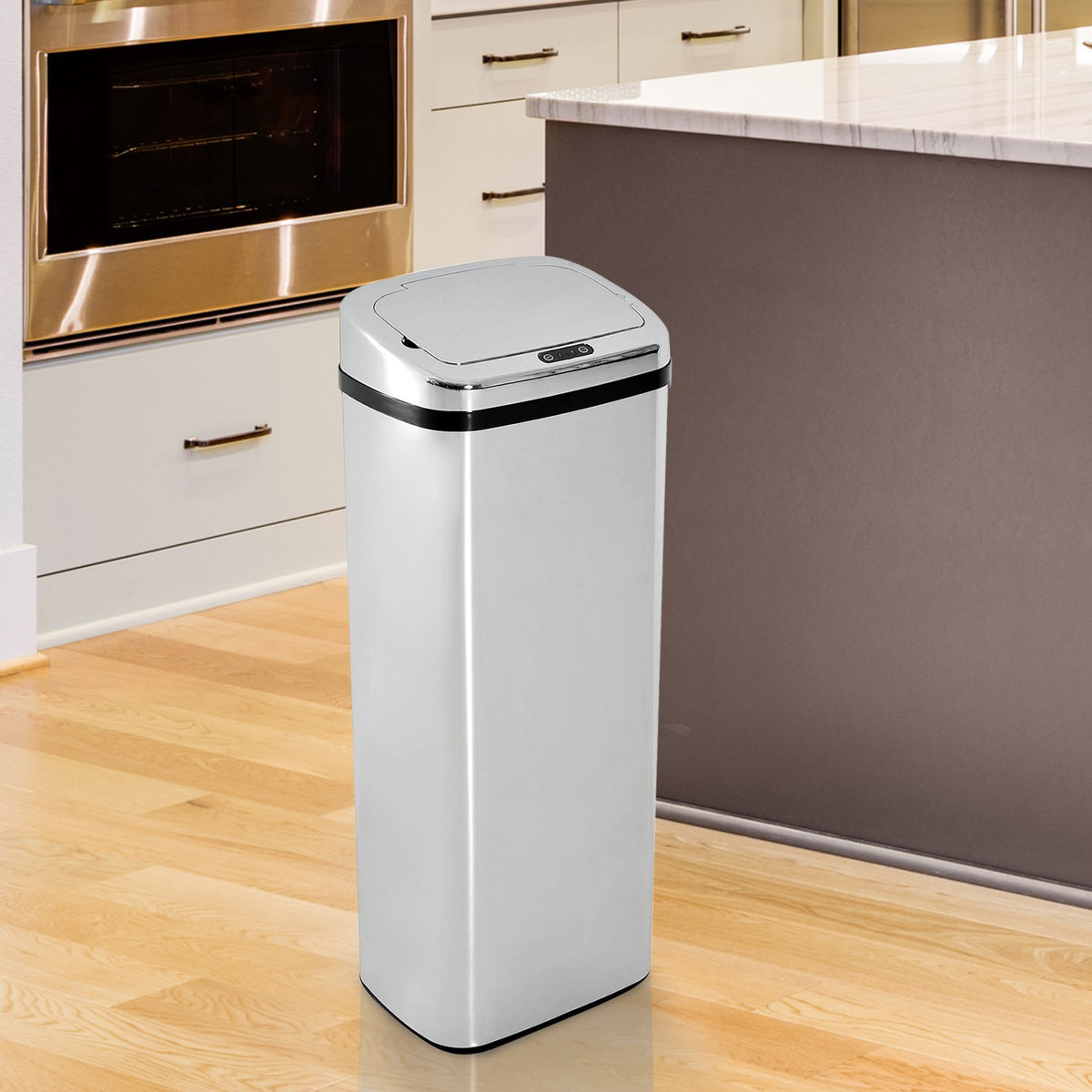 Automatic Rubbish Bin With Sensor Kitchen Stainless Steel 50/68L Silver (50L)