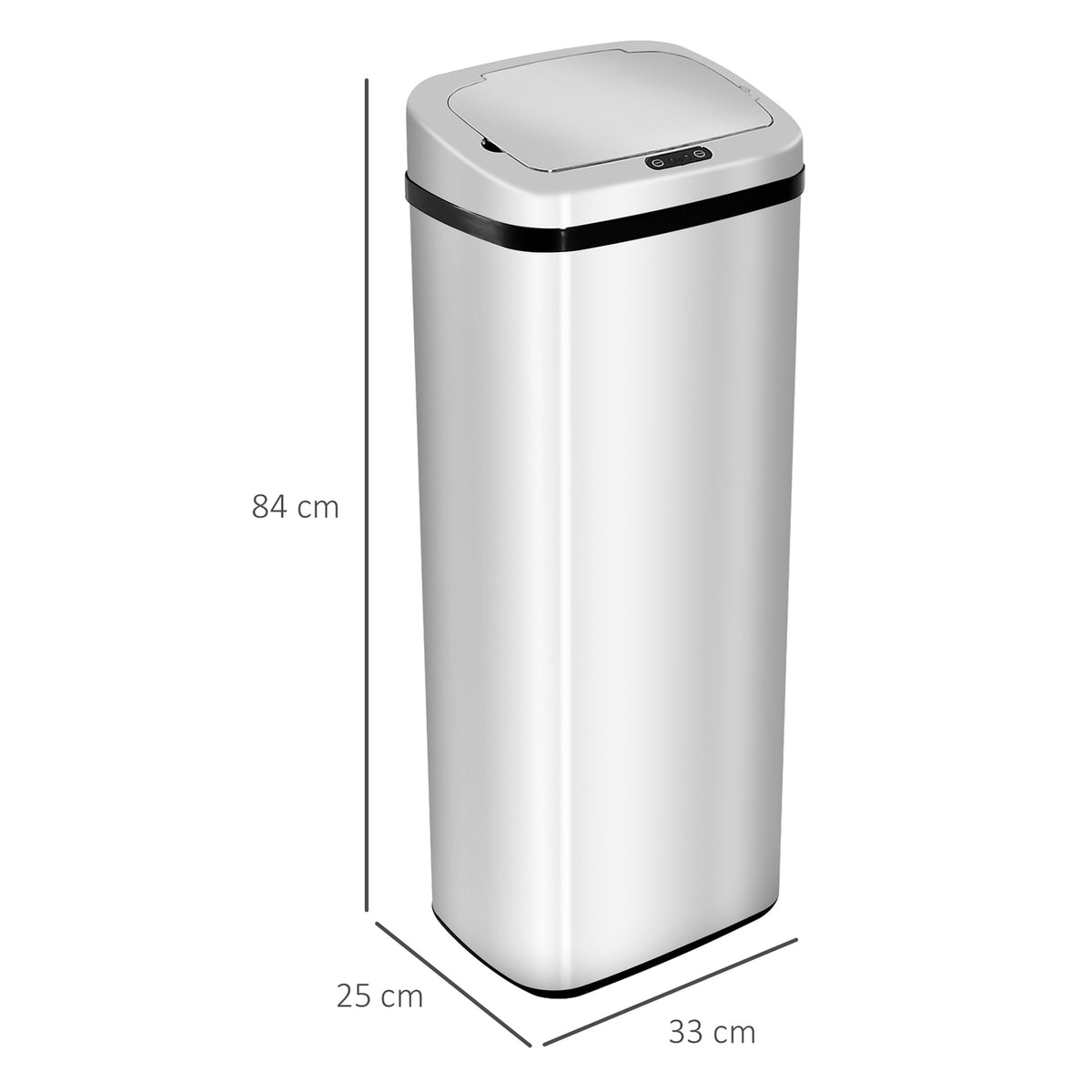 Automatic Rubbish Bin With Sensor Kitchen Stainless Steel 50/68L Silver (50L)