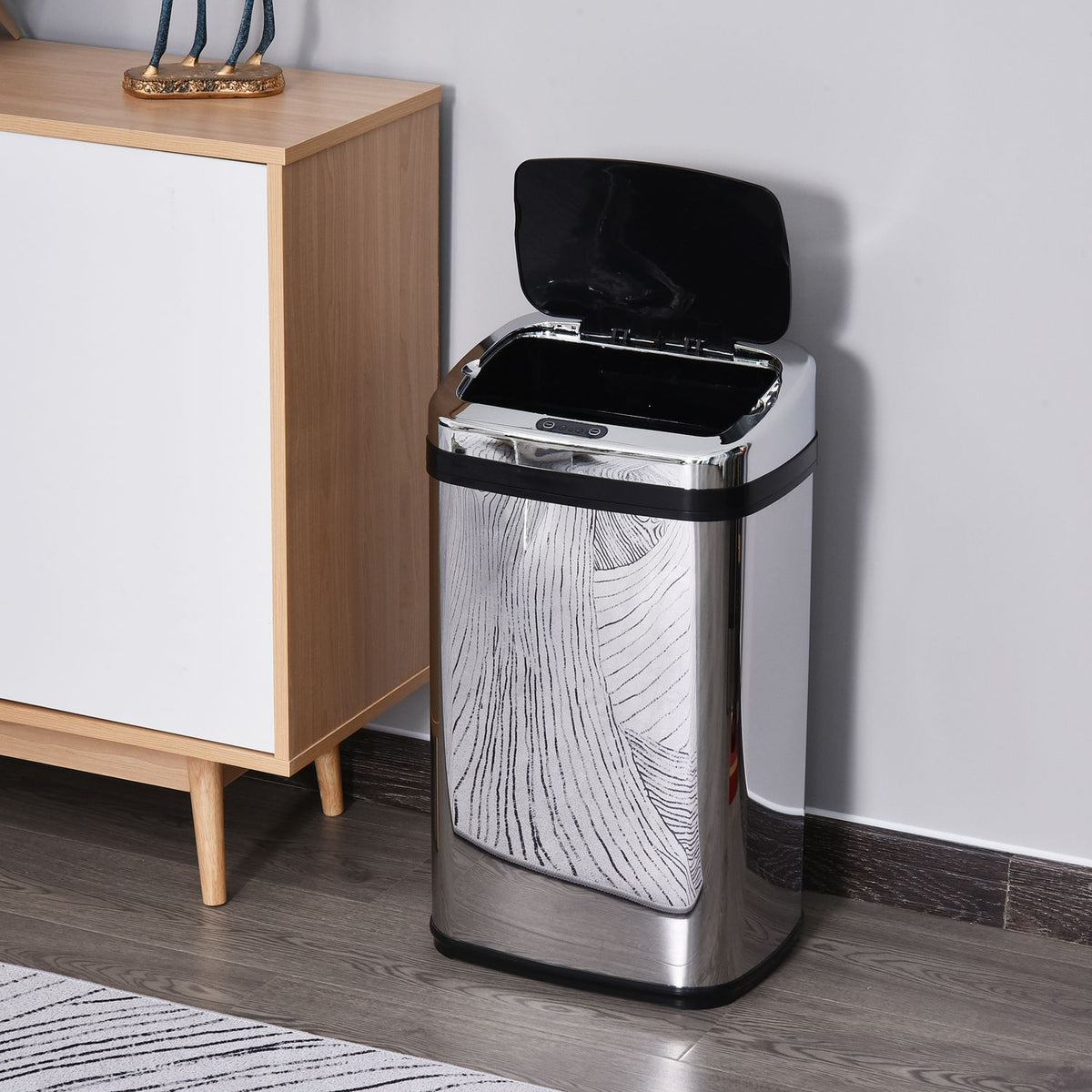 Automatic Sensor Rubbish Bin Ir Sensor, 30L, Square, Optional Inner Bin, Stainless Steel
