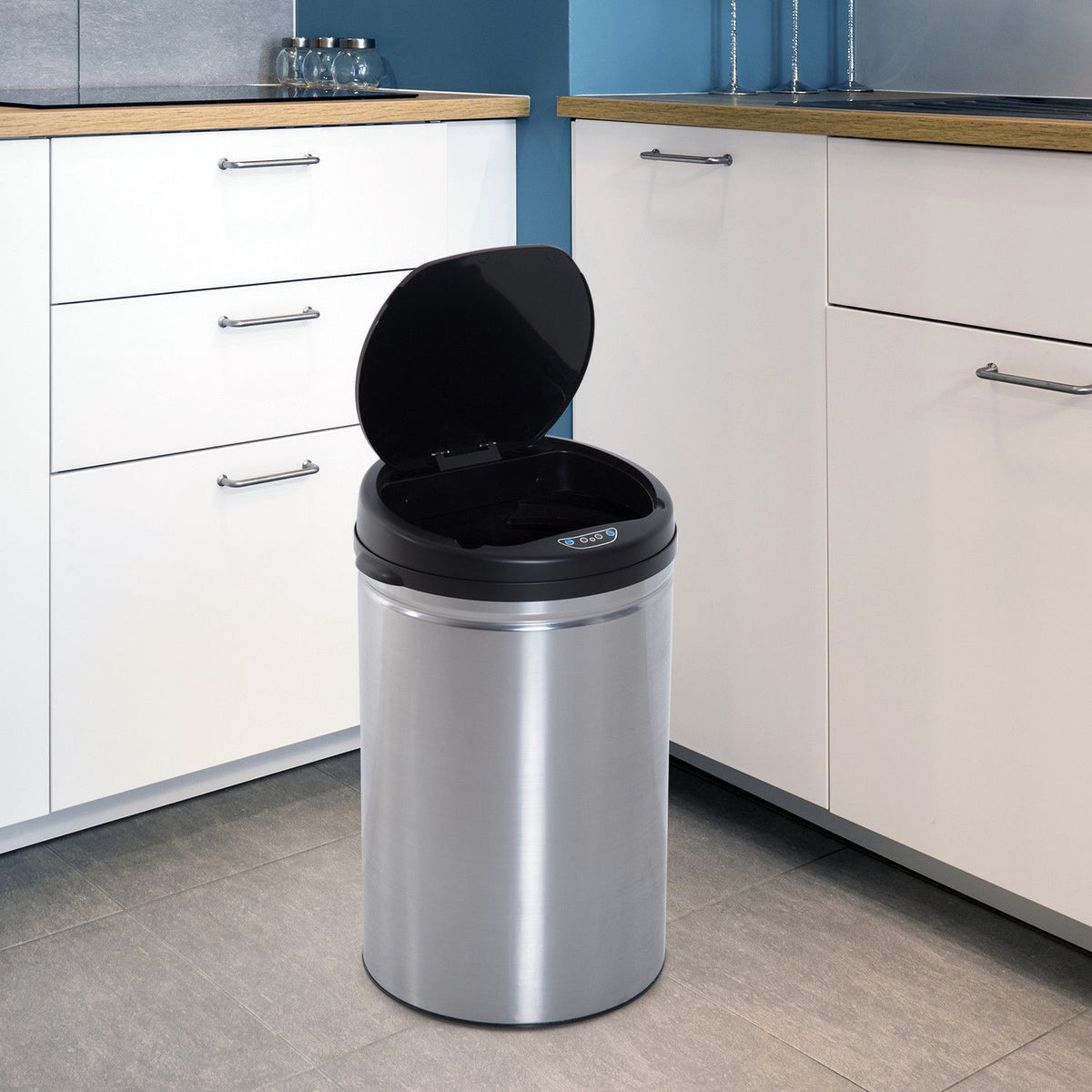 Automatic Sensor Rubbish Bin Ir Sensor, Round, 30L, Optional Inner Bin, Stainless Steel