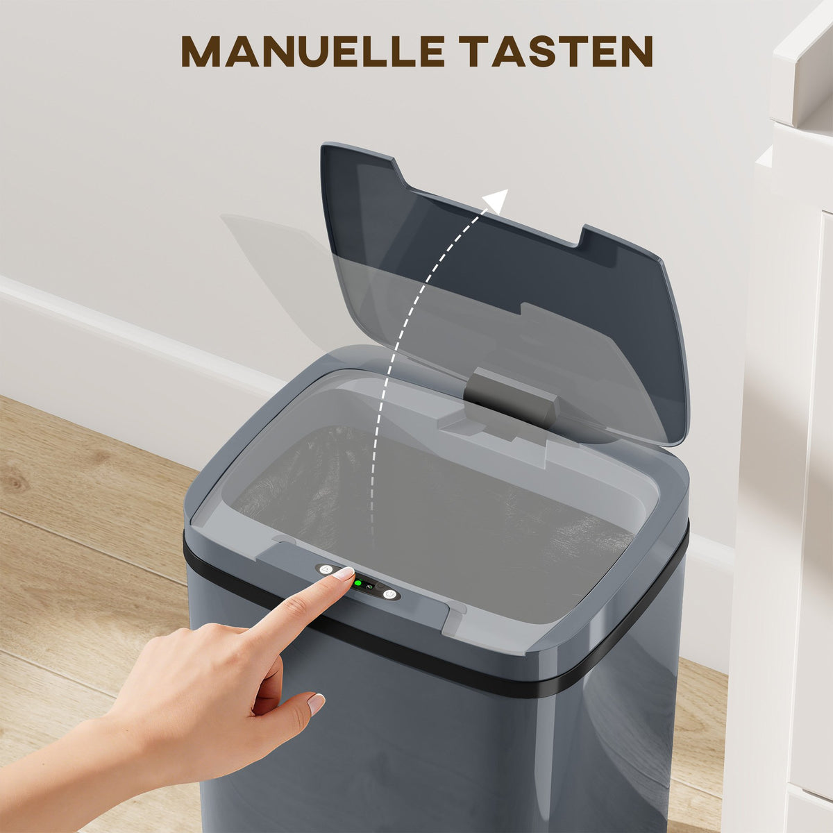 Automatic Sensor Trash Can, 15L, Touchless & Manual Modes