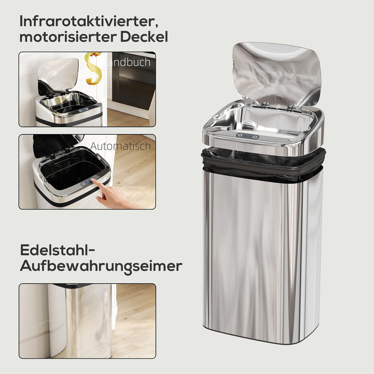 Automatic Sensor Trash Can, 30L Stainless Steel
