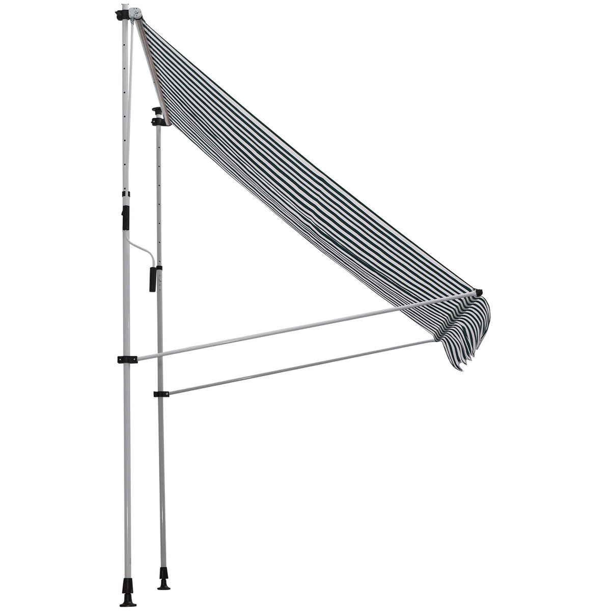 Awning Folding Arm Awning Clamp Awning Height Adjustable Sun Protection Folding Arm Hand Crank Balcony Aluminum Green + White 200 X 150 Cm