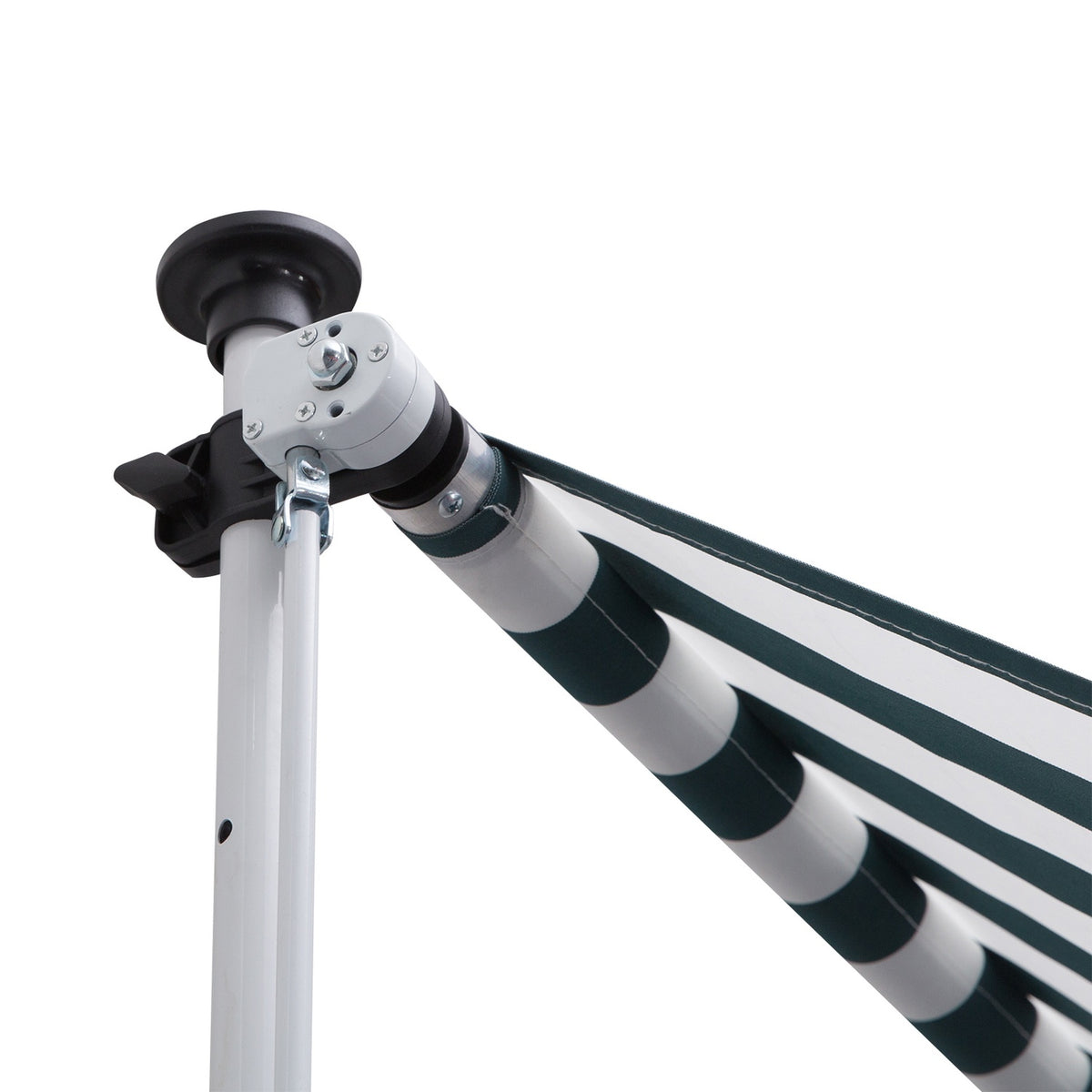 Awning, Folding Arm Awning, Clamp Awning, Height Adjustable, Sun Protection With Folding Arm And Hand Crank, Balcony, Aluminum, Green + White, 300X150Cm