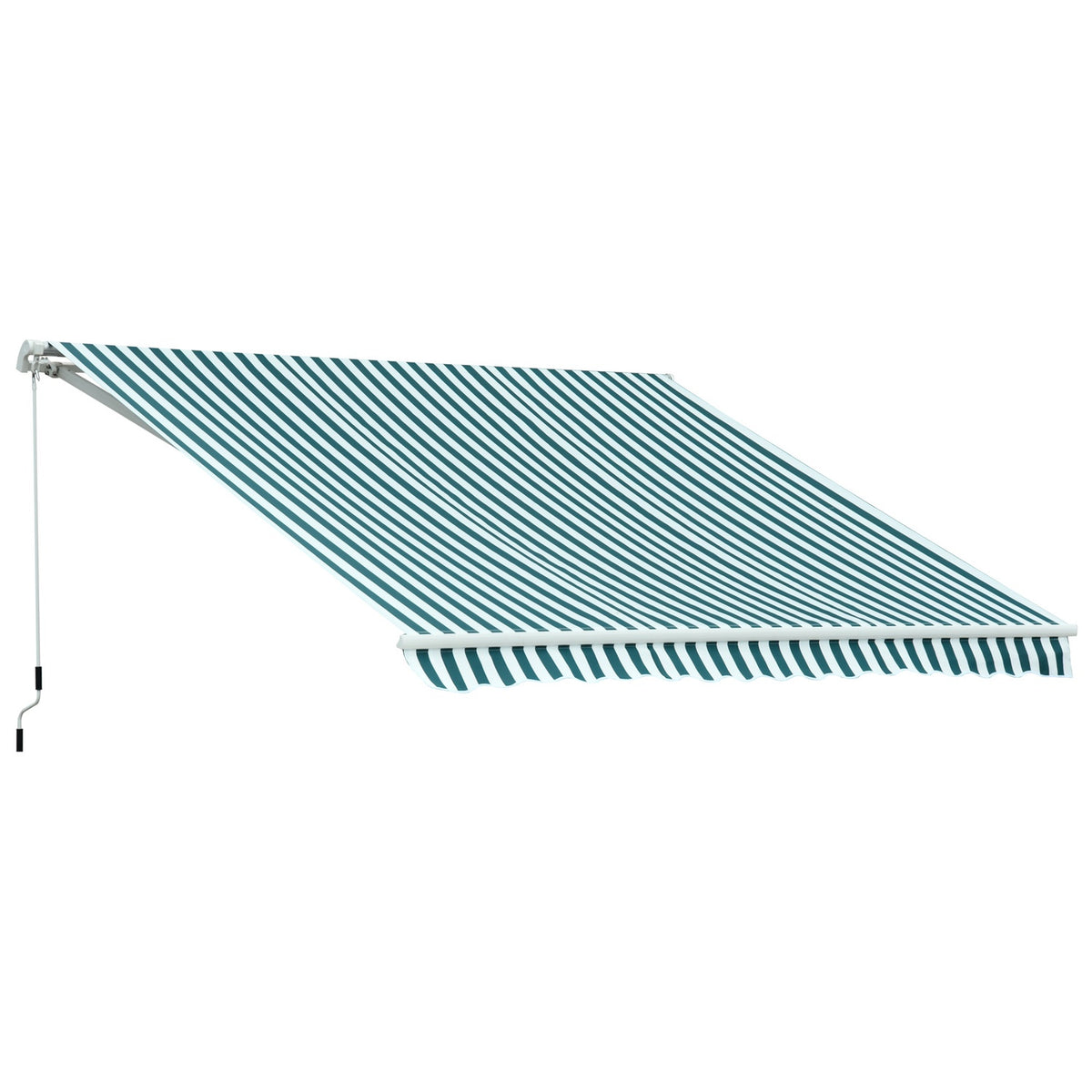 Awning Folding Arm Awning For Balcony, Sun Protection, 3X2.5M, Green+White, Aluminum+Polyester