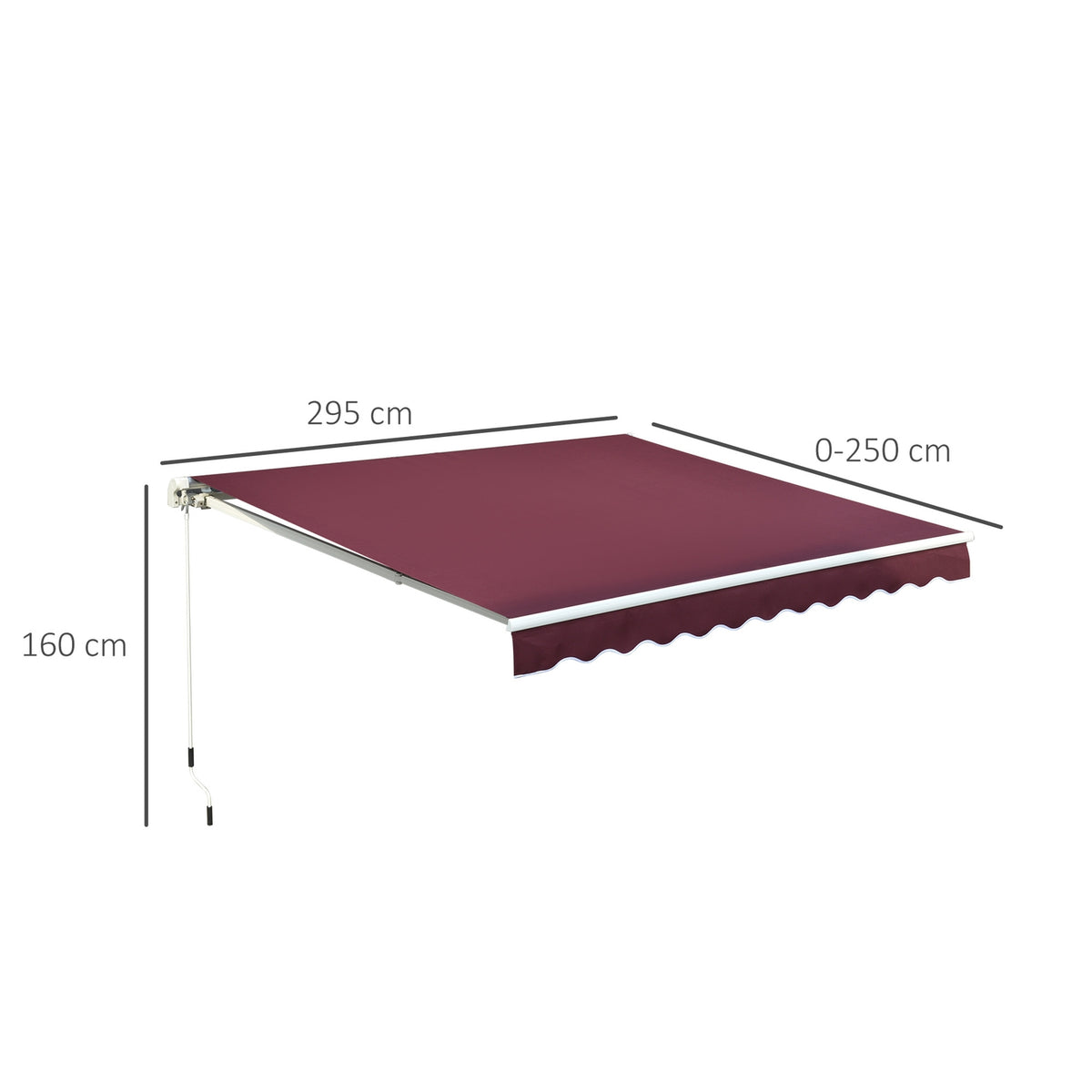 Awning, Folding Arm Awning For Balcony, Sun Protection, 3X2.5M, Wine Red, Aluminum + Polyester