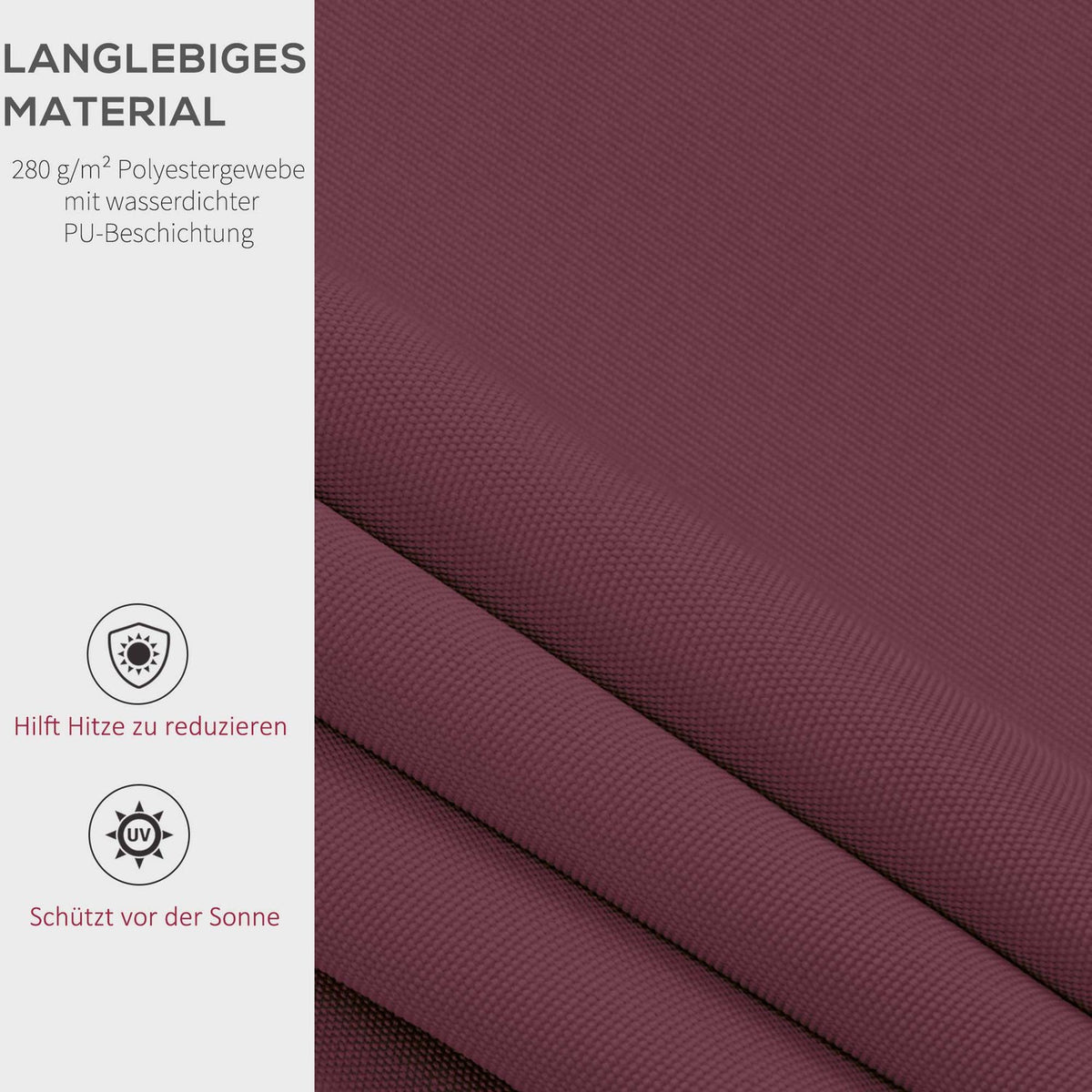 Awning, Folding Arm Awning For Balcony, Sun Protection, 3X2.5M, Wine Red, Aluminum + Polyester