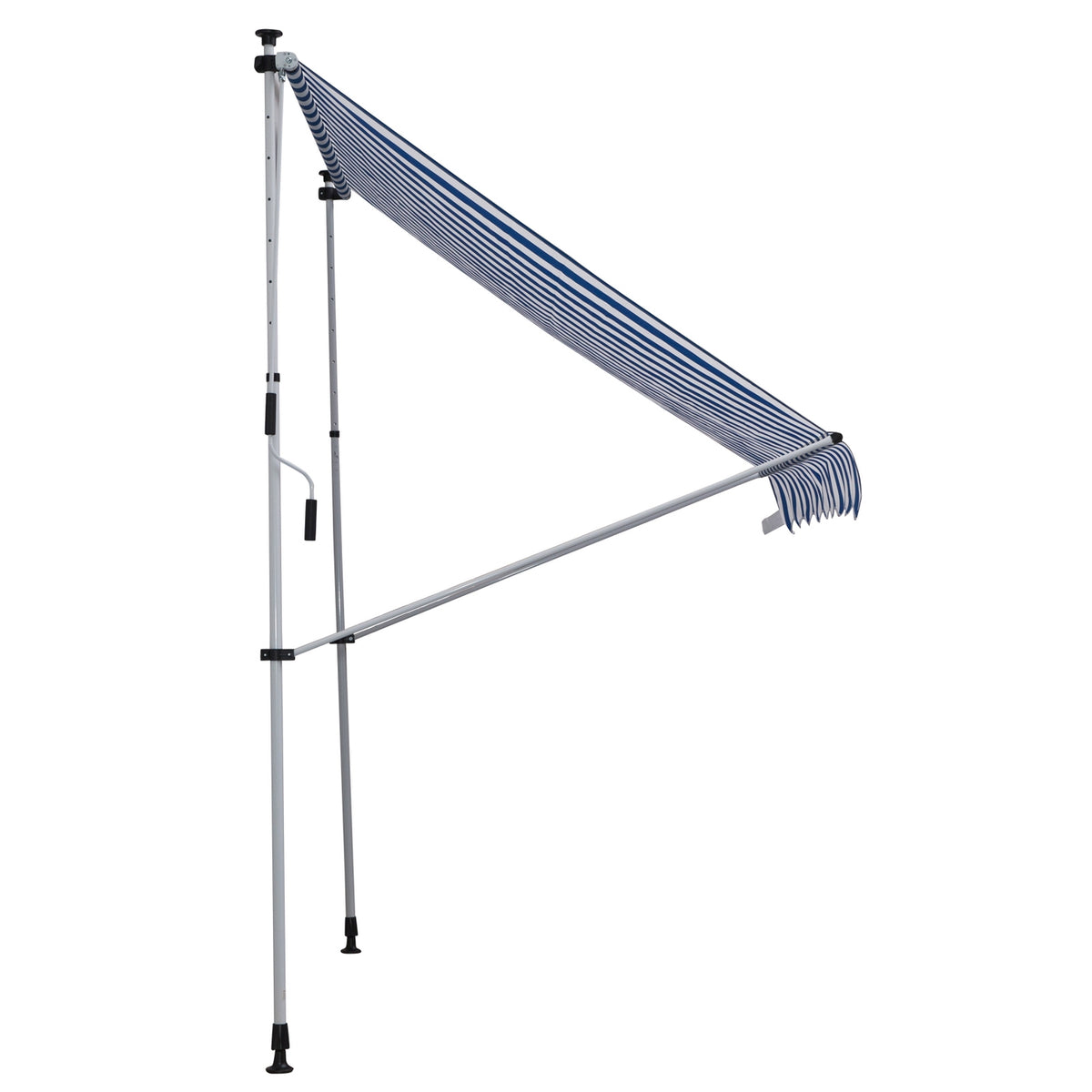 Awning, Folding Arm Awning, Height-Adjustable Clamp Awning, 200X150Cm, Blue/White, Aluminum