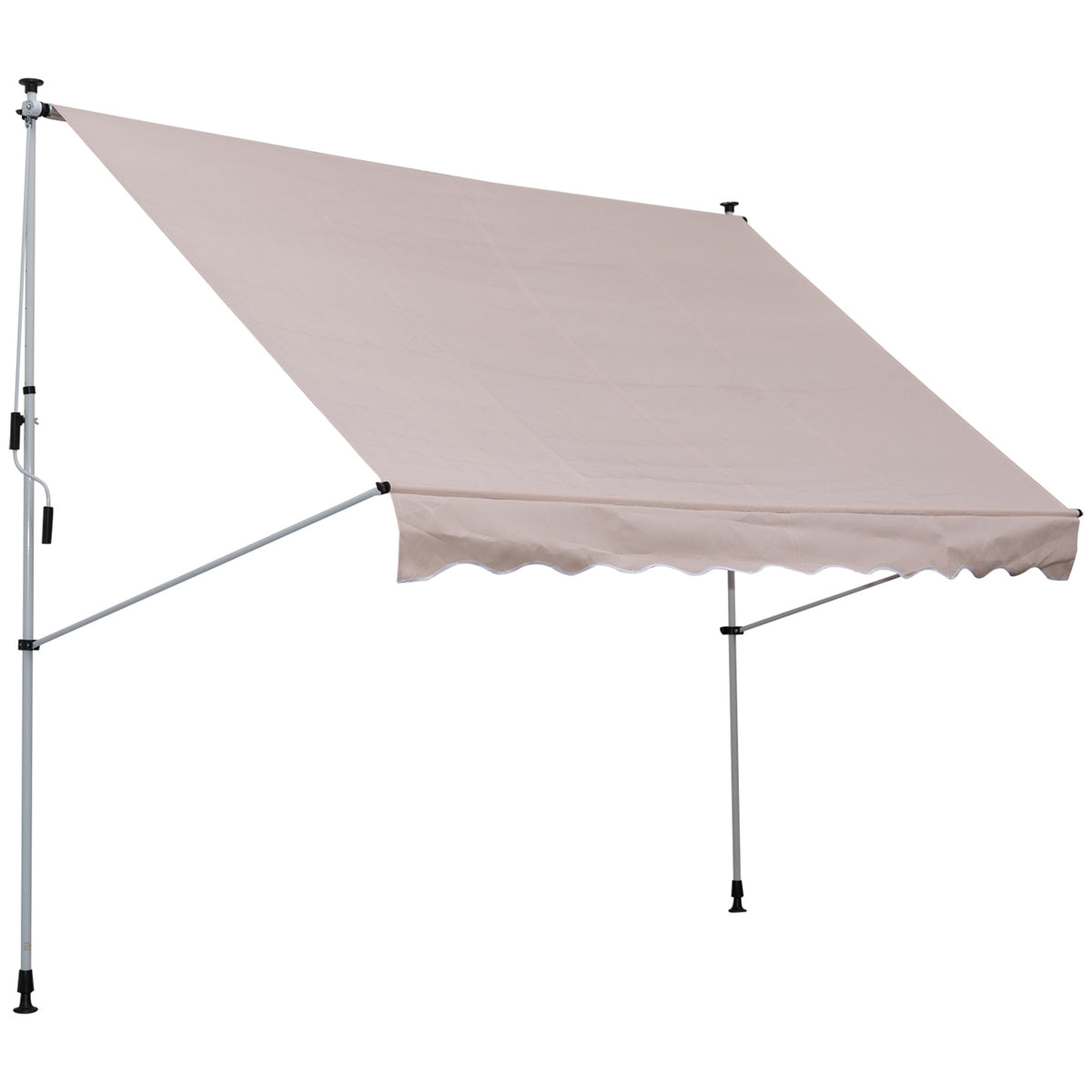 Awning, Folding Arm Awning, Height-Adjustable Clamp Awning, 200X150Cm, Cream White, Aluminum