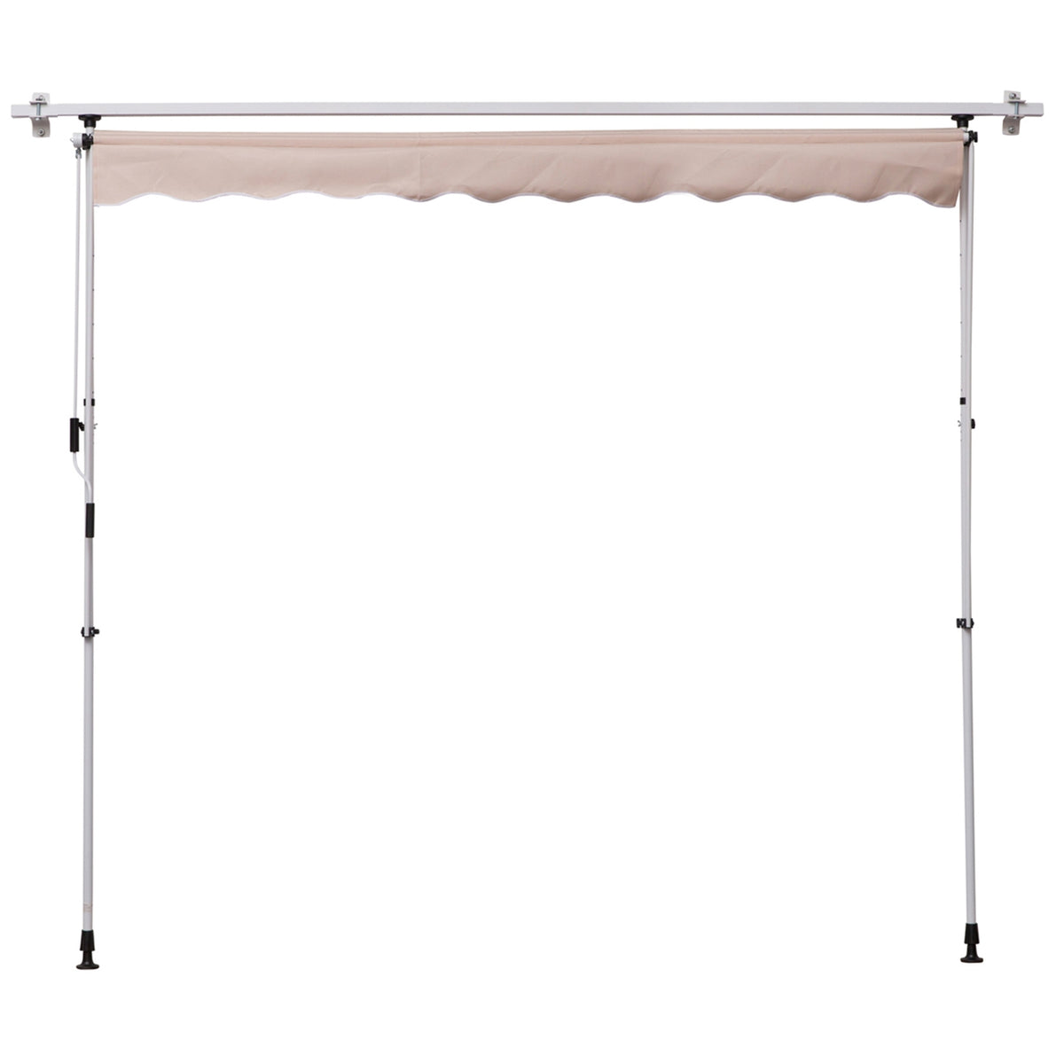 Awning, Folding Arm Awning, Height-Adjustable Clamp Awning, 200X150Cm, Cream White, Aluminum