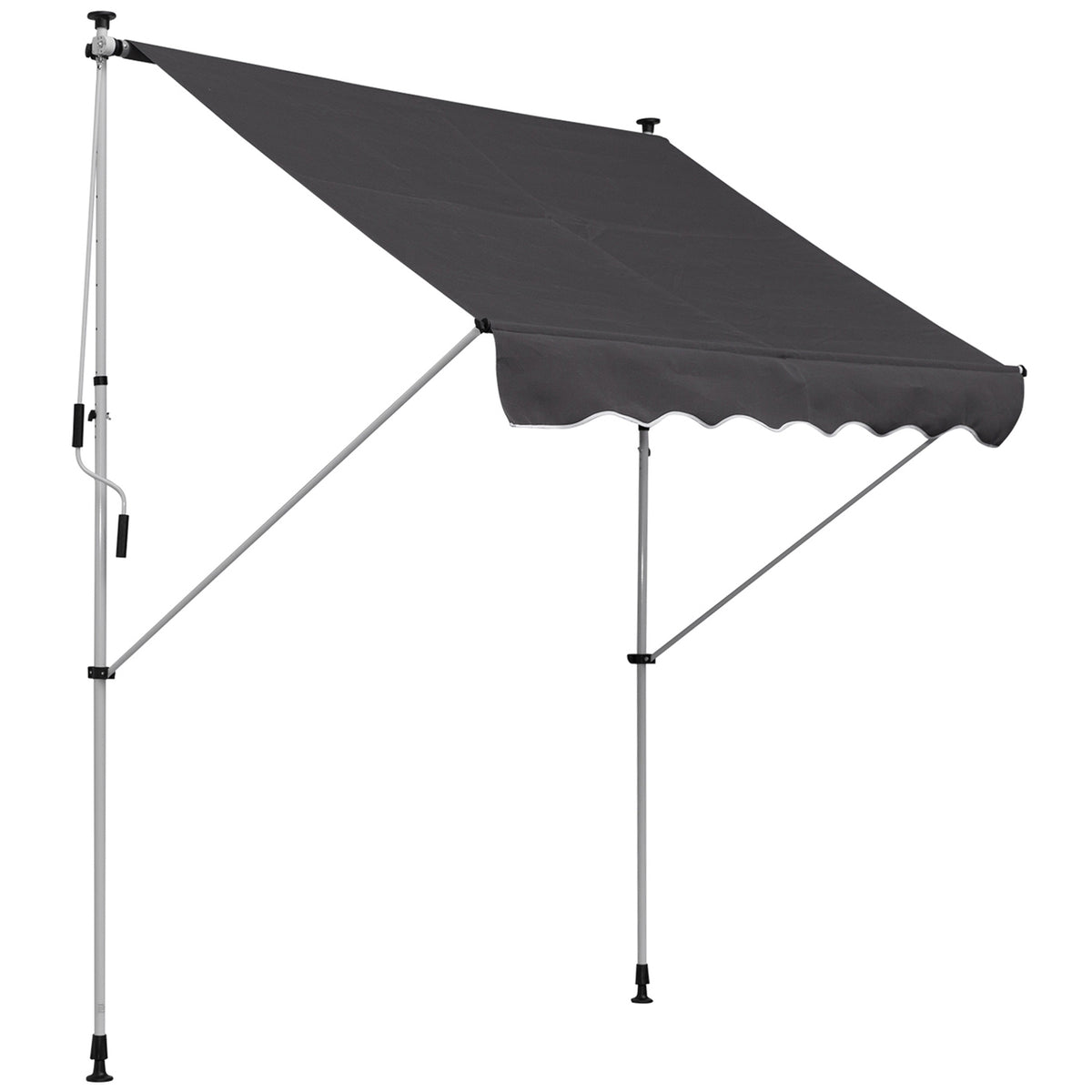 Awning, Folding Arm Awning, Height-Adjustable Clamp Awning, 200X150Cm, Grey, Aluminum