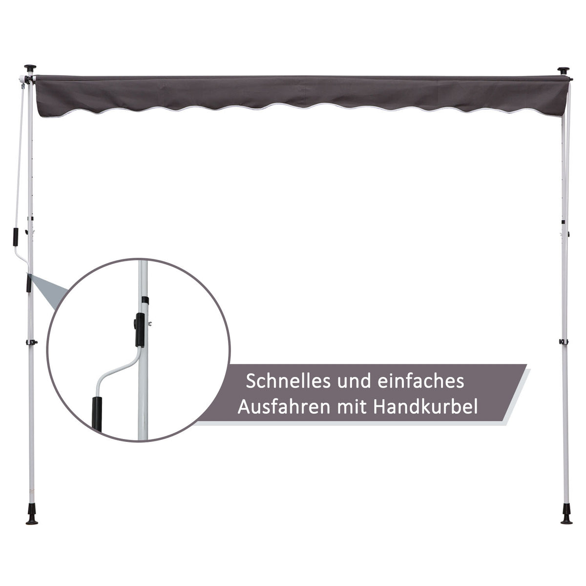 Awning, Folding Arm Awning, Height-Adjustable Clamp Awning, 200X150Cm, Grey, Aluminum